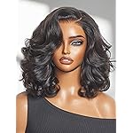LUVME HAIR 100% Human Hair Wigs Loose Wave Glueless Lace Front 12 Inches, Pre Cut Plucked Hd Lace Short Wig Ready To Go Natural Color Straight Bleached Knots Side Part Black Wigs