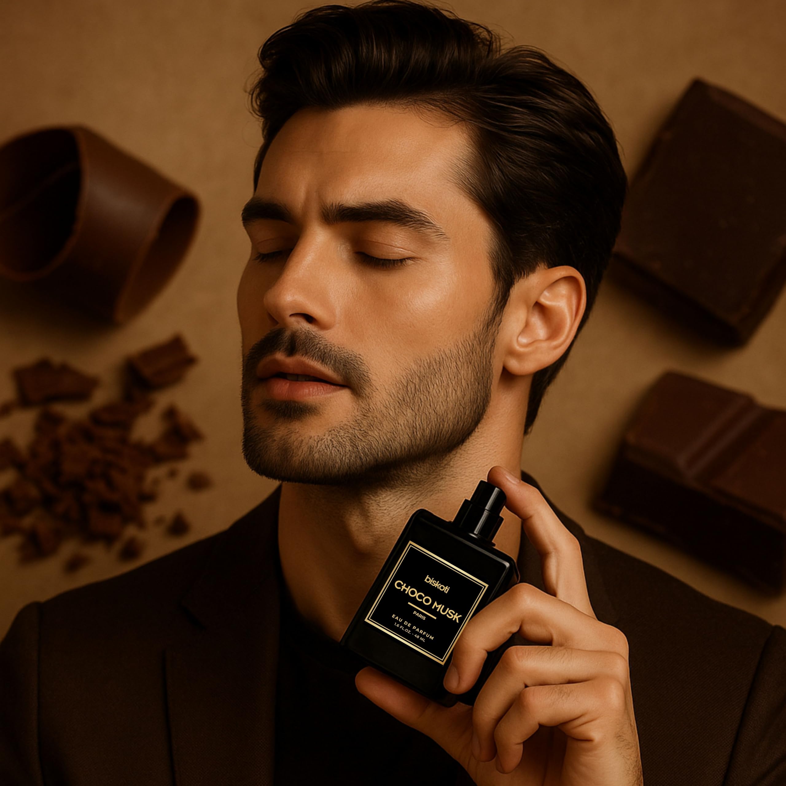 Biskoti Choco Musk Perfume for Women and Men - Gourmand Fragrance with Chocolate, Musk, and Vanilla Notes - Arabian Perfume