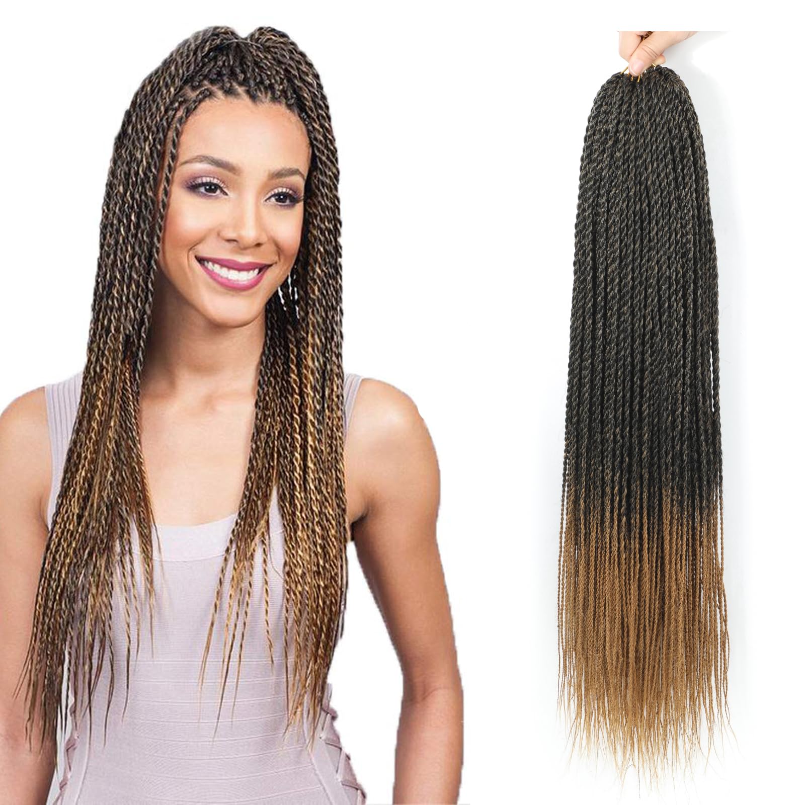 Senegalese Twist Crochet Hair for Black Women 18 Inch Pretwisted Crochet Hair 9 Packs Boho Goddess Twist Crochet Hair Pre Looped Hot Water Setting
