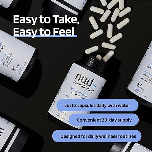 Miniatura 5 de MINDHONEY  Suplemento cerebral NAD+  Fórmula premium de 500 mg NAD+  Antienvejecimiento saludable, energía celular, cognición, salud metabólica,