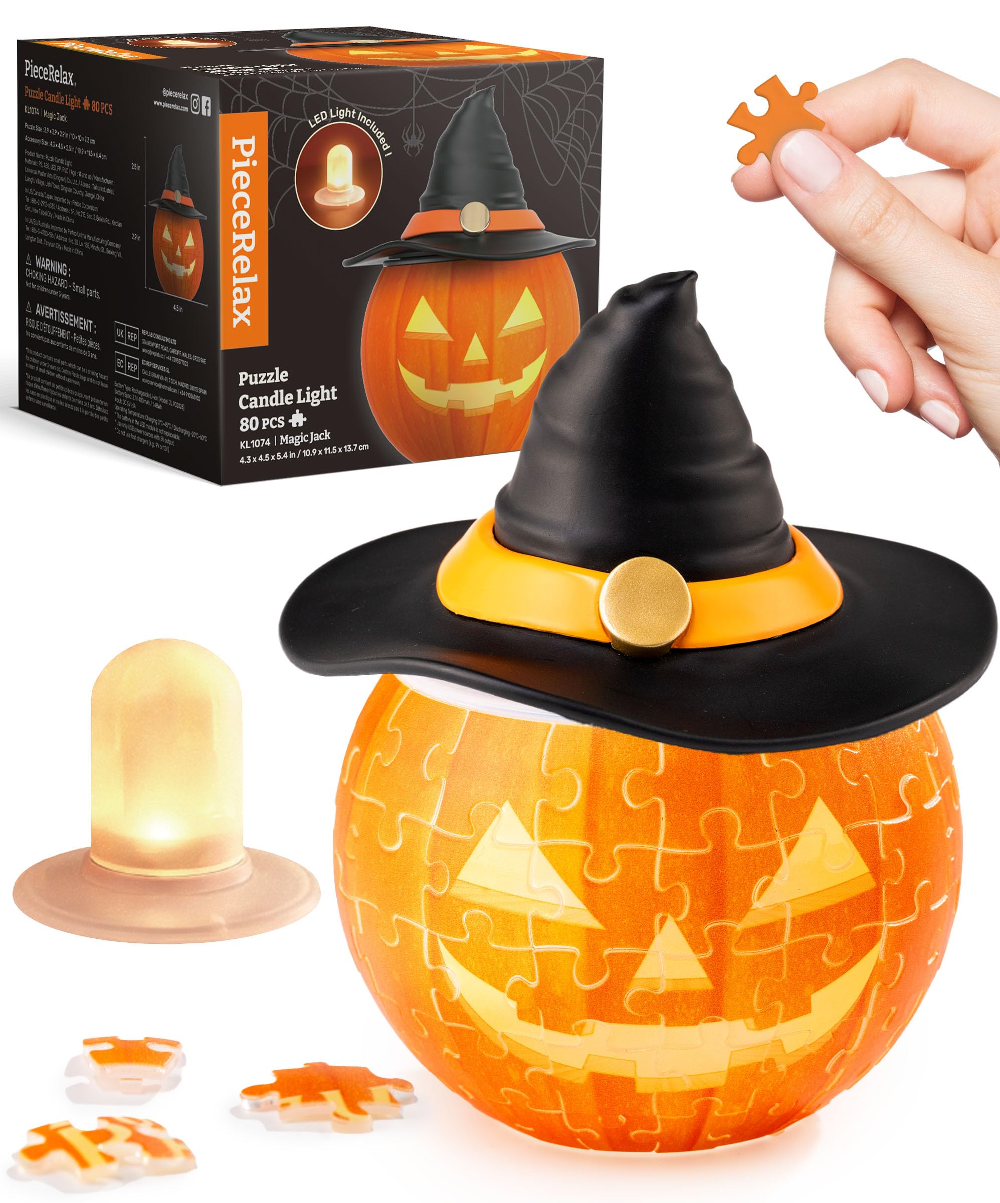 PieceRelax 3D LED Puzzle Candle Light Magic Jack, Indoor & Outdoor Spooky Decorations, Rechargeable Decorative Light [KL1074] — image 1