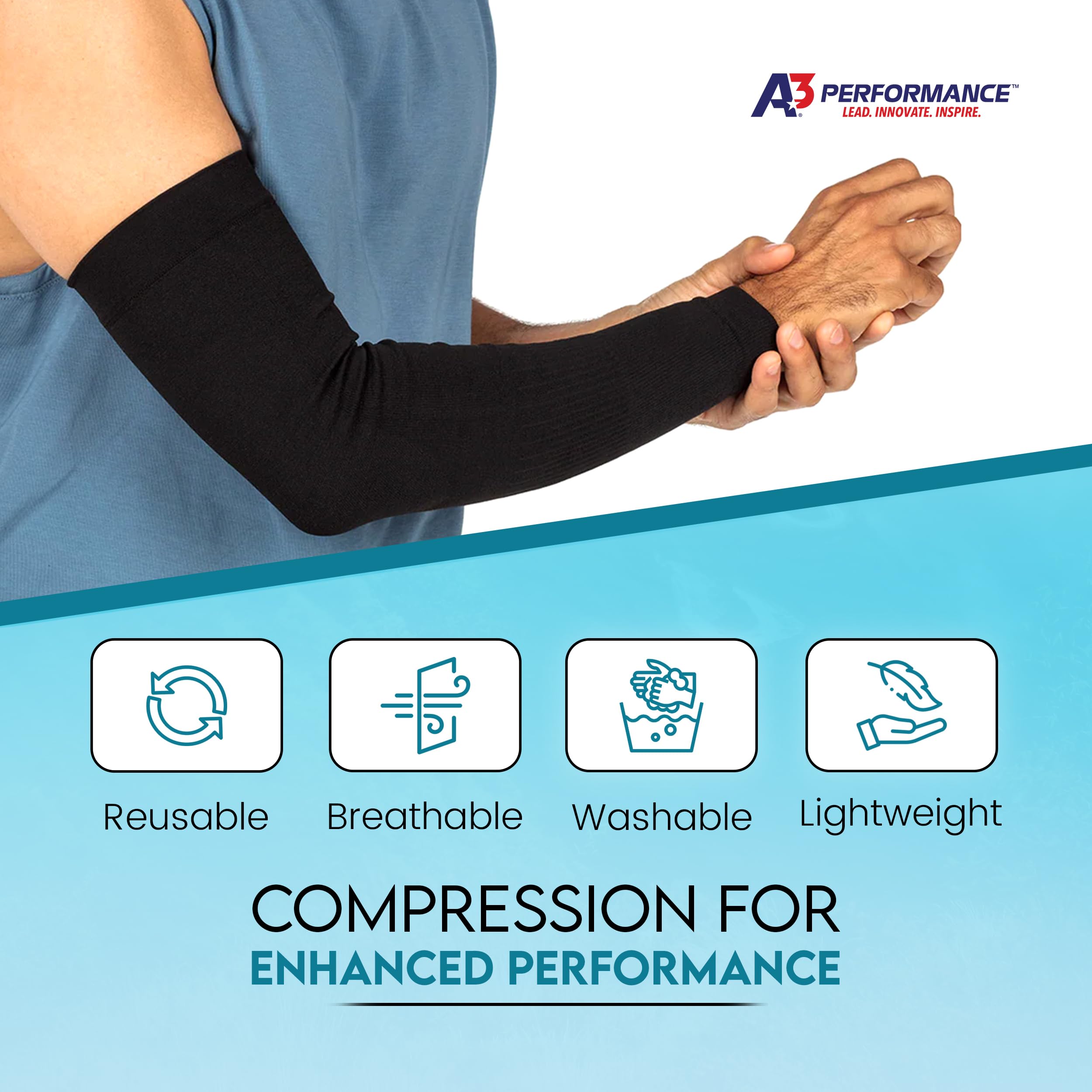 A3 Performance BODIMAX - Mangas de compresión para brazo, comprimen y se sienten bien en los músculos; para natación, baloncesto, golf, fútbol