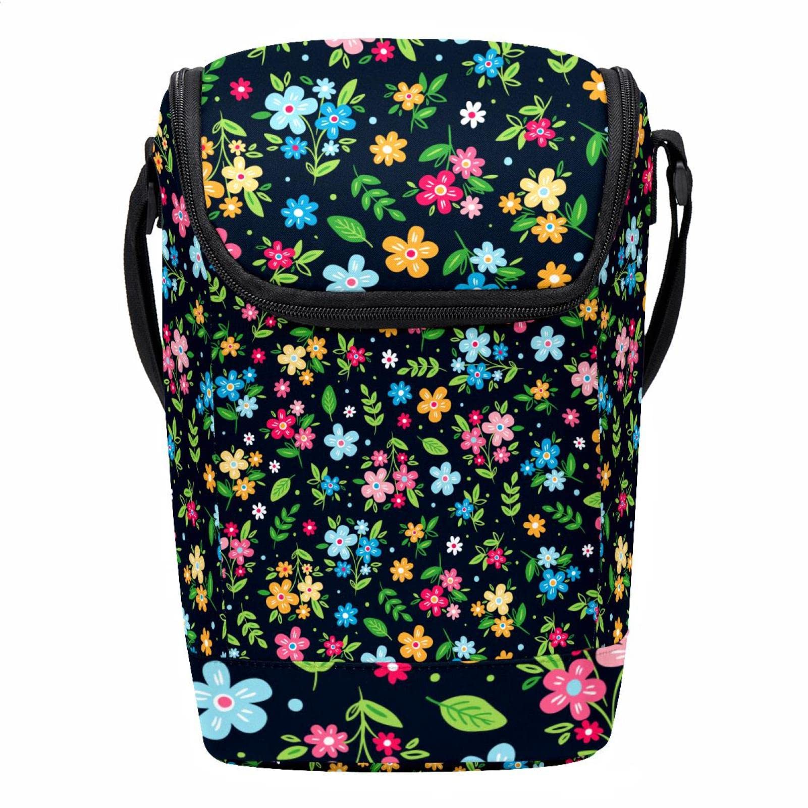 Bolsa de almuerzo con estampado floral ideal para días de campo y oficina con cremallera
