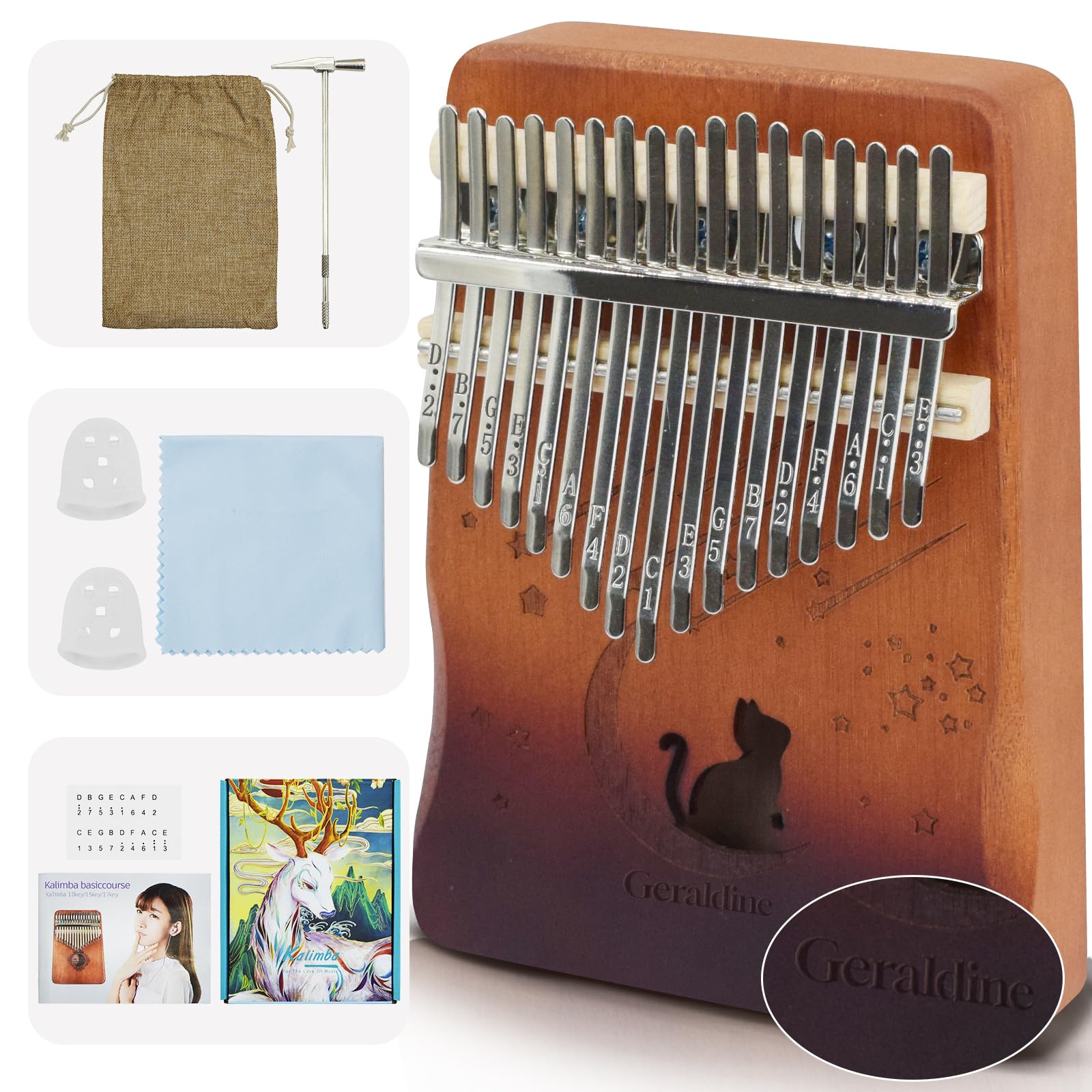 17 Key Kalimba Thumb Piano, Mbira Instrument,Musical Gift for Kids &amp; Adults