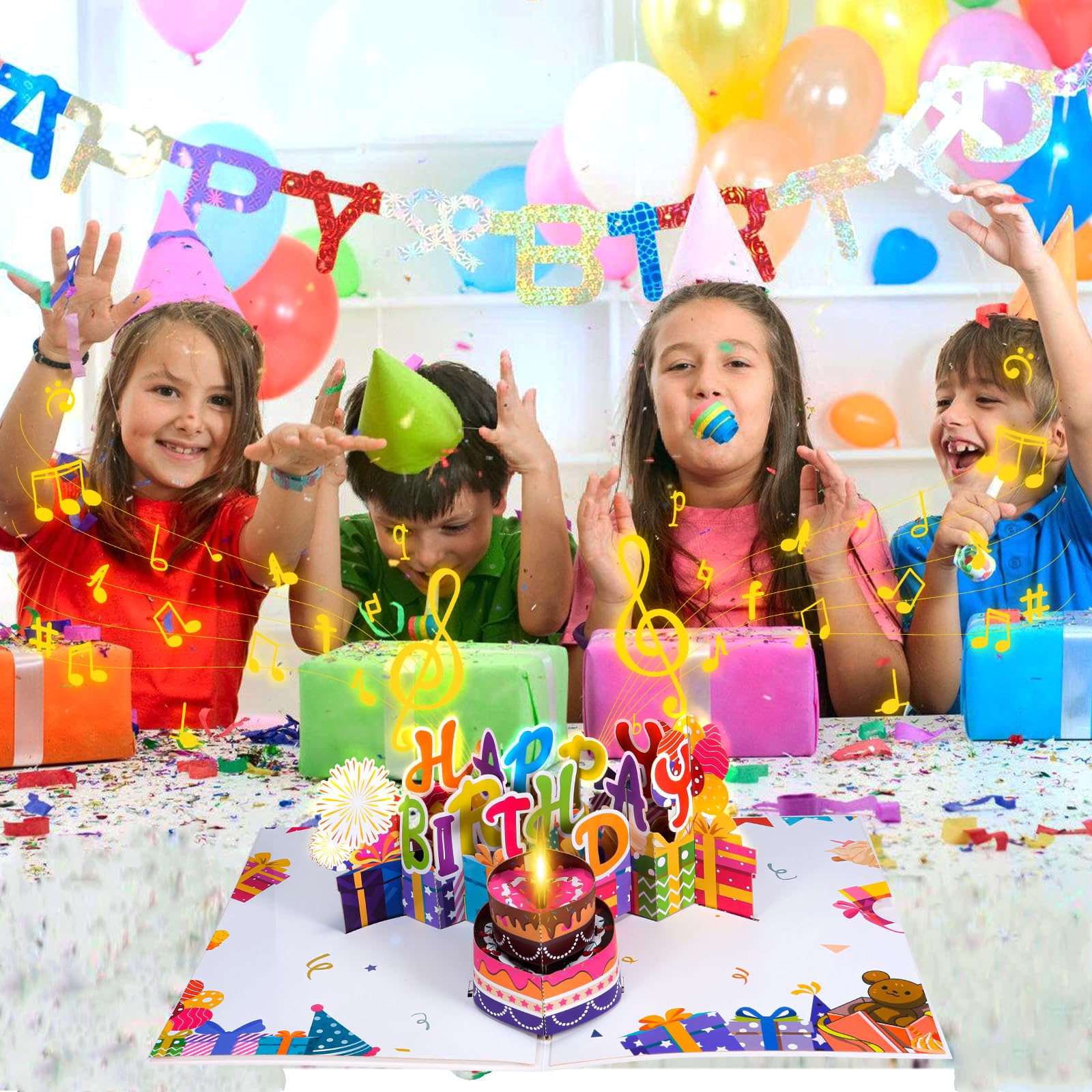 Musical Birthday Cards3D PopUp Cards Blowable LED Light Candle Cake Music Happy Birthday Card Postcards Greeting Cards for Women Man Mom Wife Husband Boy Girl Friend Kids product thumbnail 7