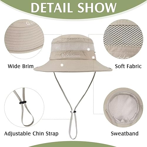 Miniatura 7 de Zando Sombrero de sol para niños, para exteriores, UPF 50+, para niños y niñas, ala ancha, pesca, senderismo, campamento, playa y safari