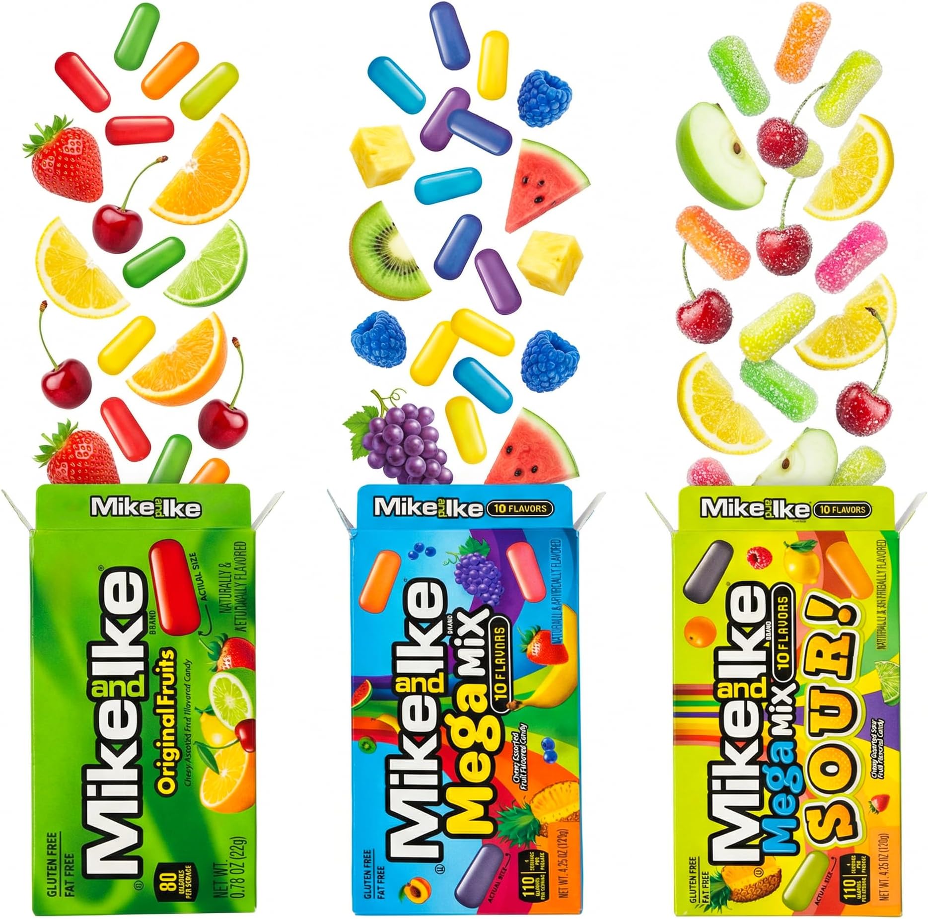 - Core Trio Fruit Candy Variety Pack – Original Fruits, Mega Mix & Mike and Ike MegaMix Sour – Sweet, Sour & Juicy Fruit Candy Bulk Variety, Individually Wrapped Candy 12 Packs