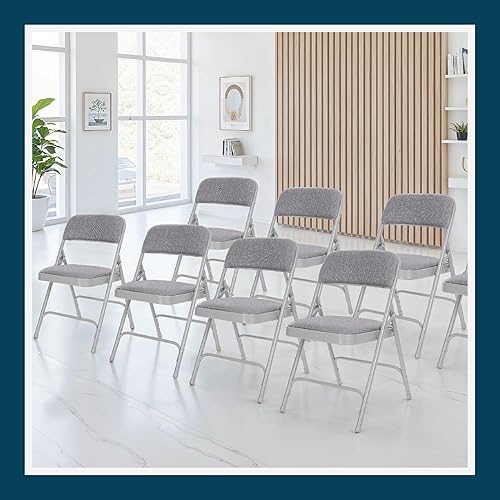 Miniatura 10 de OEF Furnishings Serie OEF2200 - Sillas plegables de doble bisagra acolchadas de tela de alta calidad para servicio pesado (paquete de 4, gris