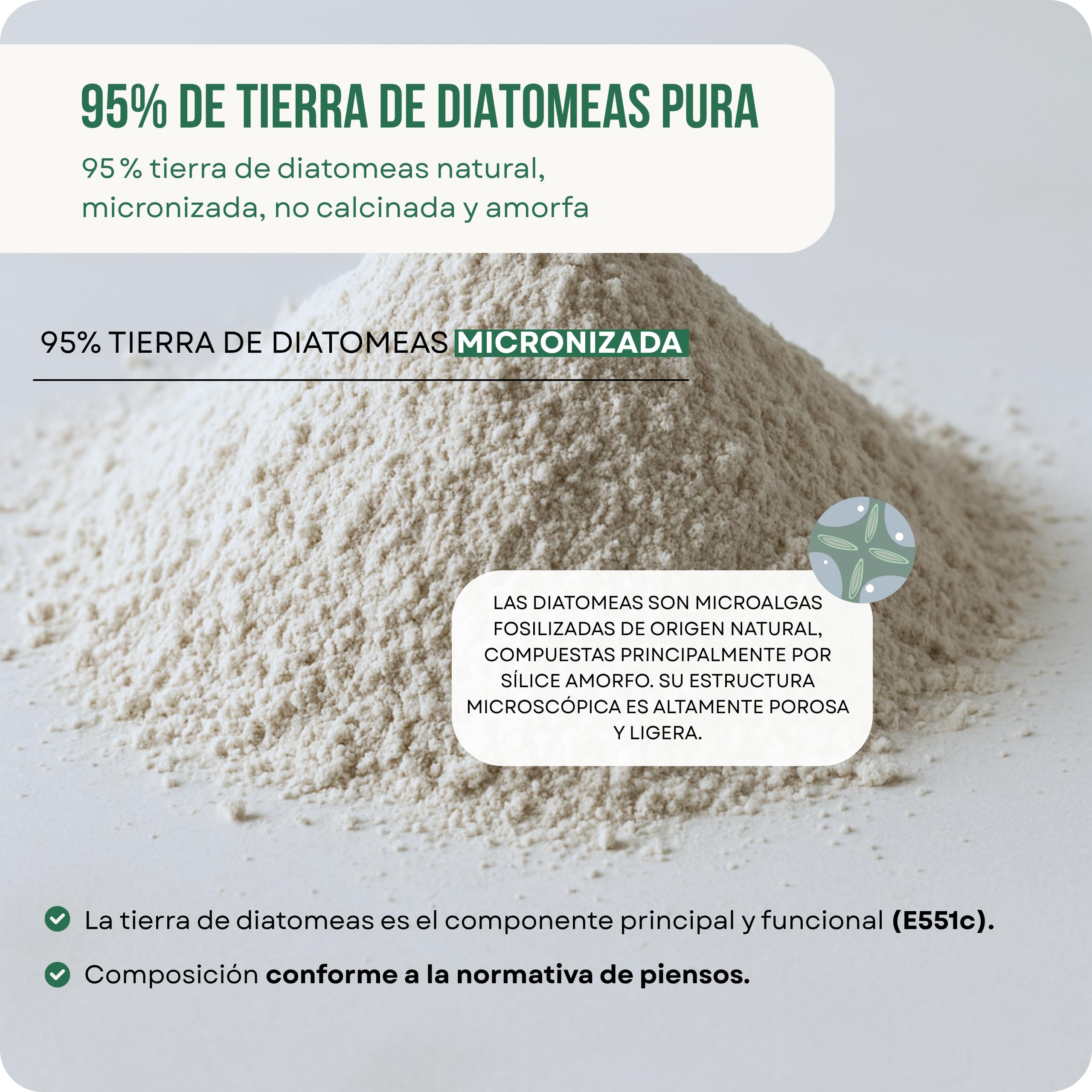 ECO Tierra de Diatomeas® Micronizada 5kg+1kg – Complemento mineral a base de Tierra de Diatomeas, Sin Calcinar, para Alimentación Animal – Seguridad, Calidad y Compromiso desde 2015