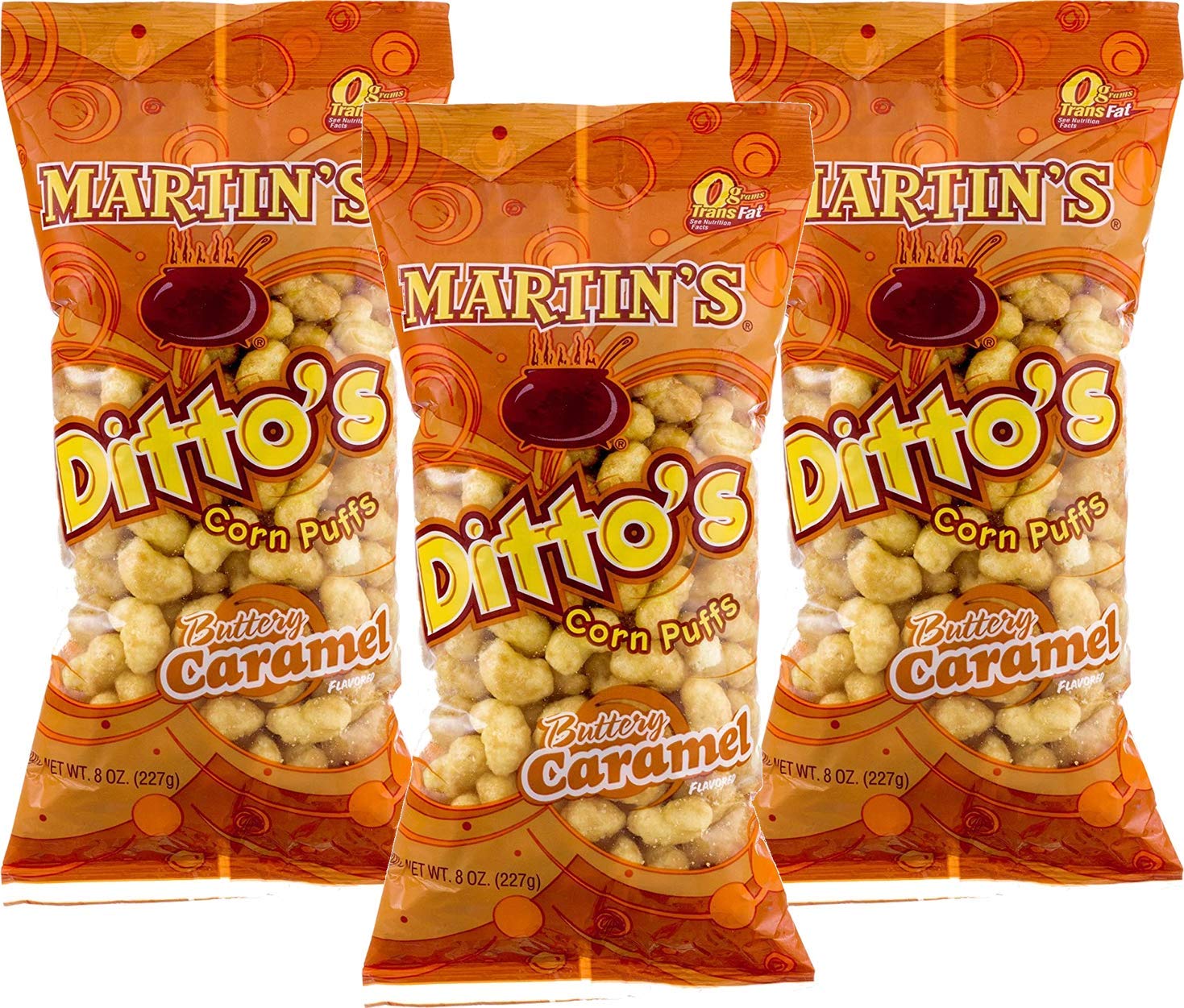 Martin's Potato Chips Martins Dittos Buttery Caramel Flavored Corn Puffs, 3-Pack 8 oz. Bags 3 Bags