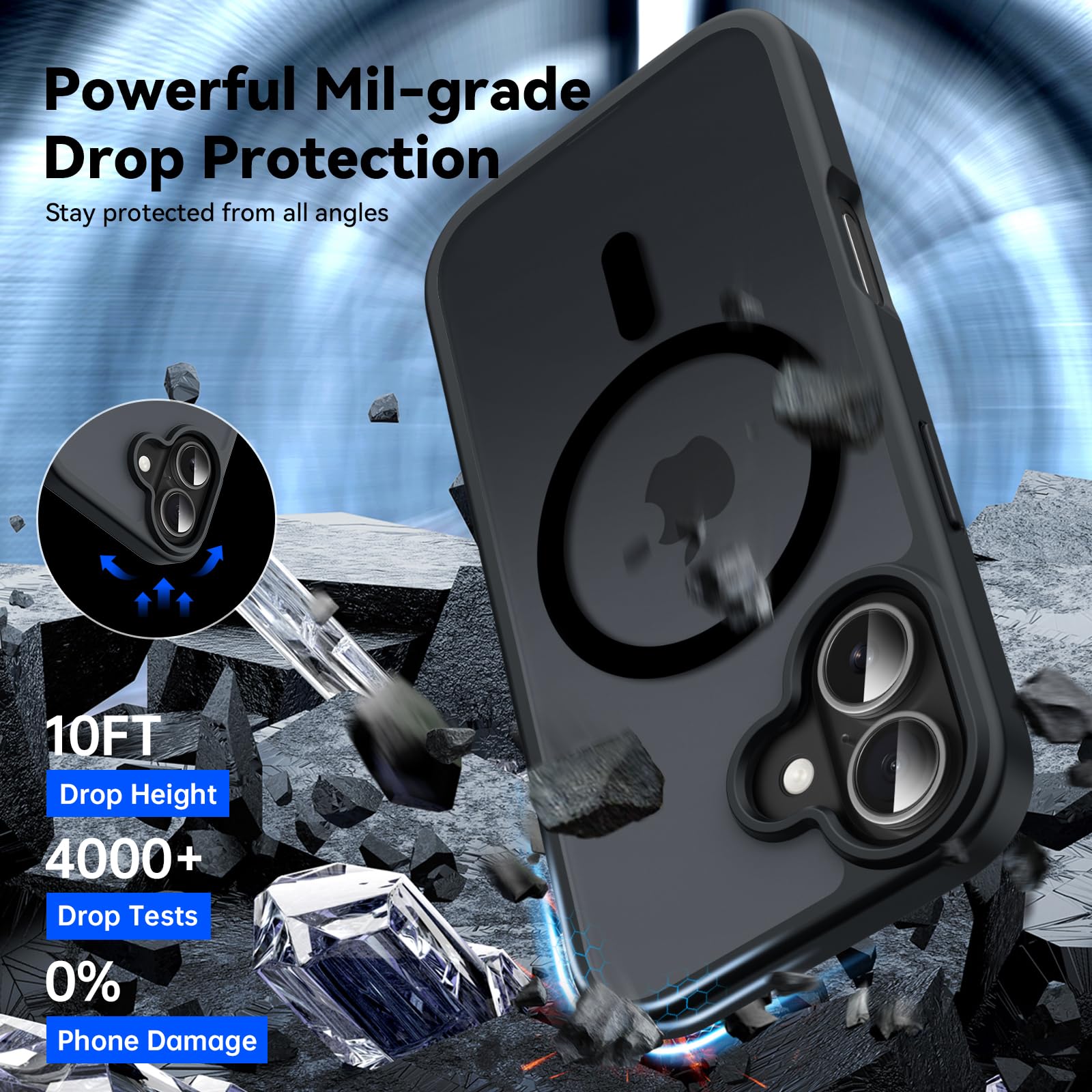 Natiiozie Magnetica Cover Compatibile con iPhone 17 Compatibile con MagSafe Custodia Traslucida Opaca Posteriore, Anti-impronta Resistente ai Graffi Protettiva Case Nero