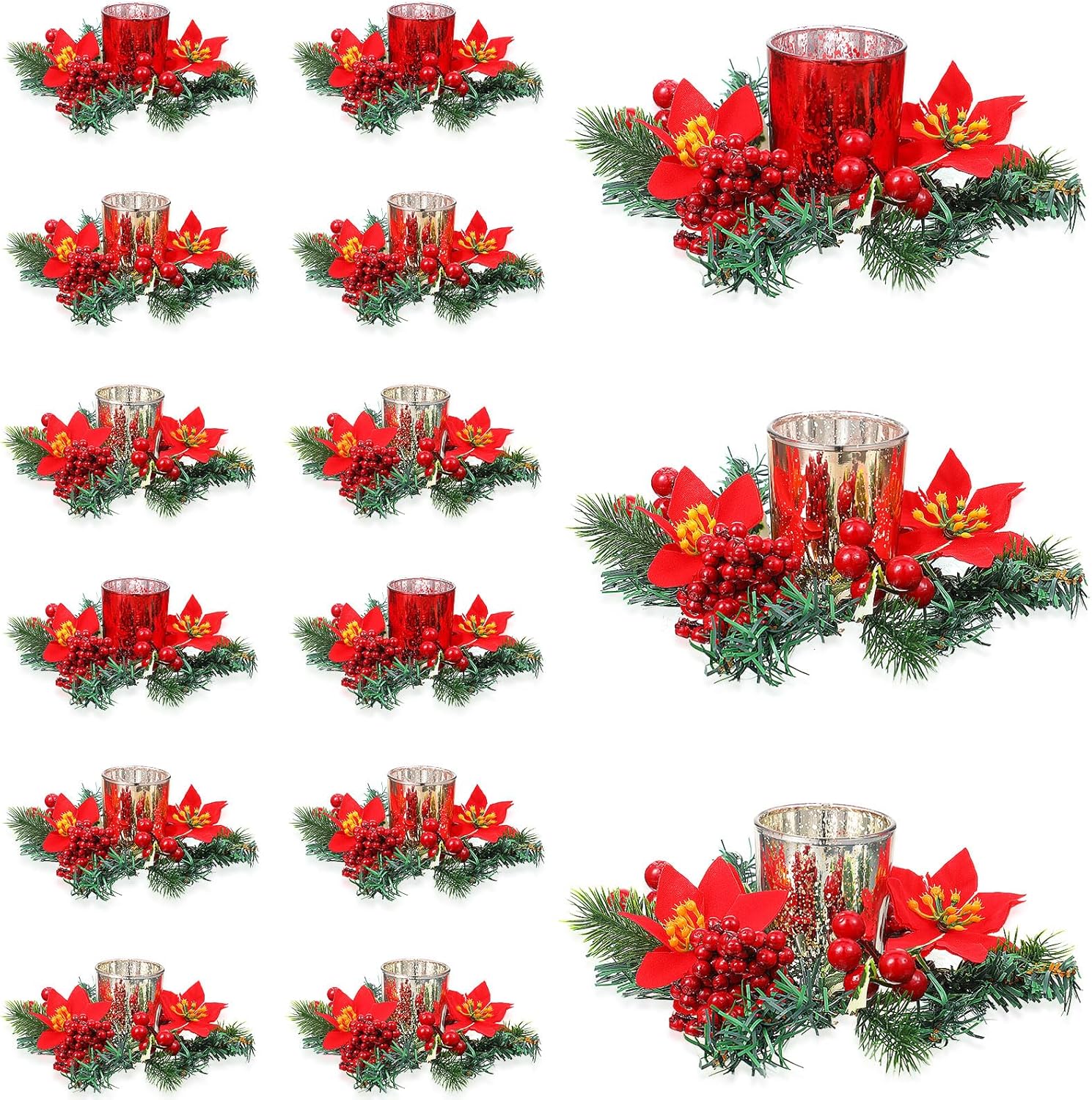 Ceenna Set of 24 Christmas Candle Holders with Christmas