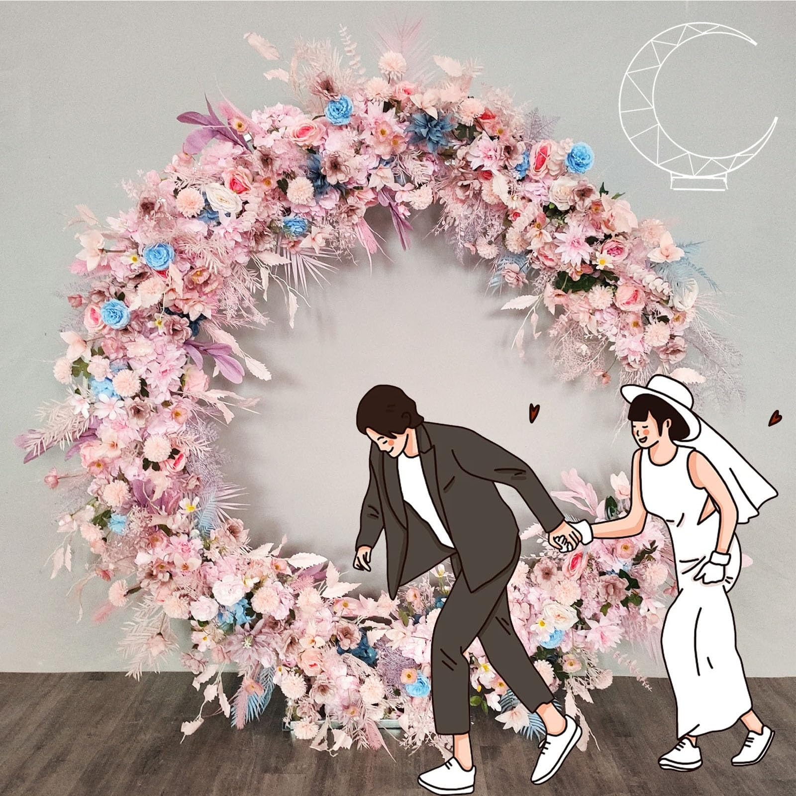 Porte arquée en croissant, structure stable pour arche de mariage