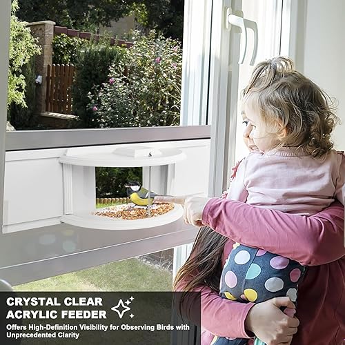 Miniatura 4 de Comederos para pájaros en ventana para ver – Comedero para pájaros de visión clara de 180°, duradero, elegante, se adapta a ventanas de 27 a 35