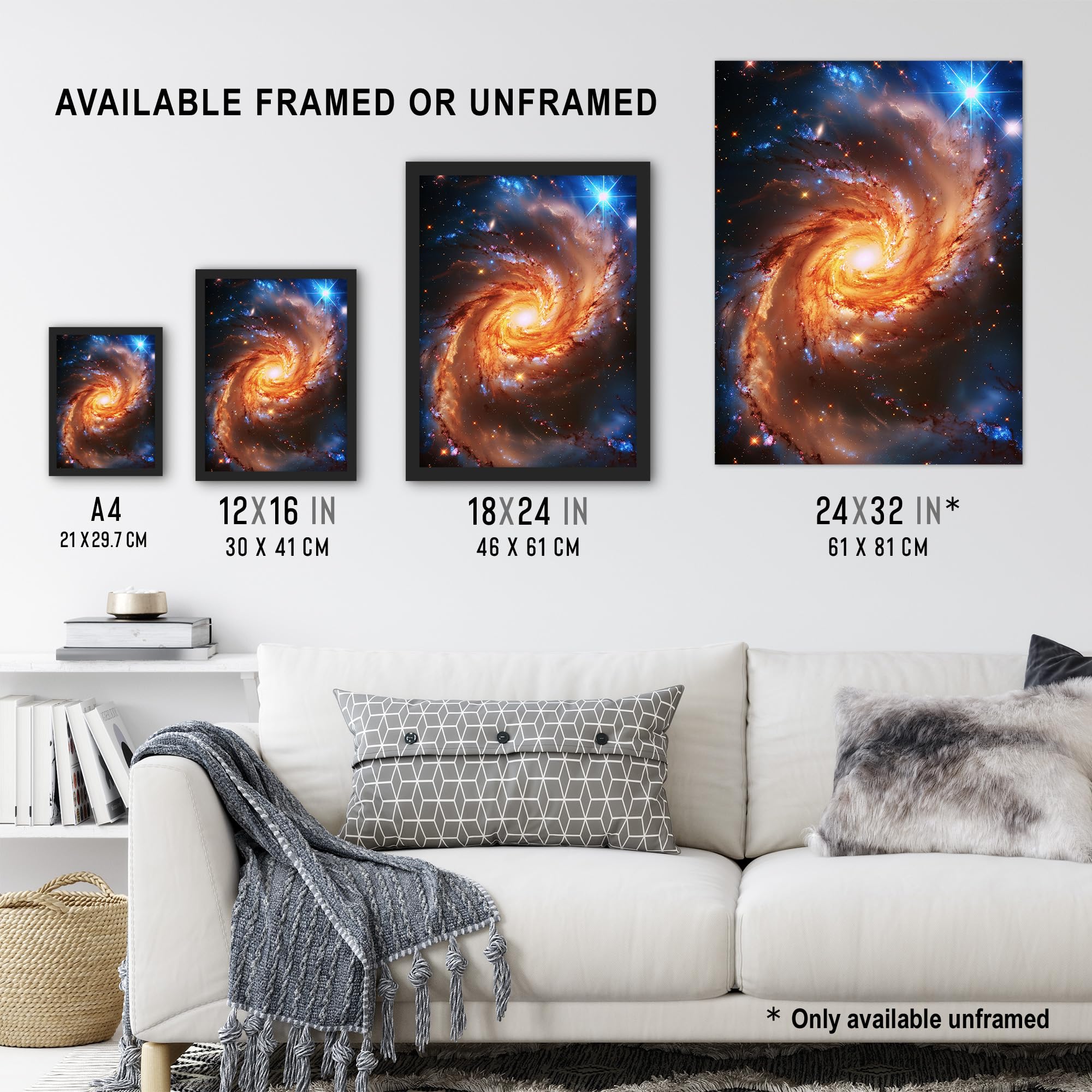 Artery8 Spiral Galaxy Dust Cloud Stars Space Universe For Living Room Large Wall Art Poster Print Thick Paper 18X24 Inch - Image 3