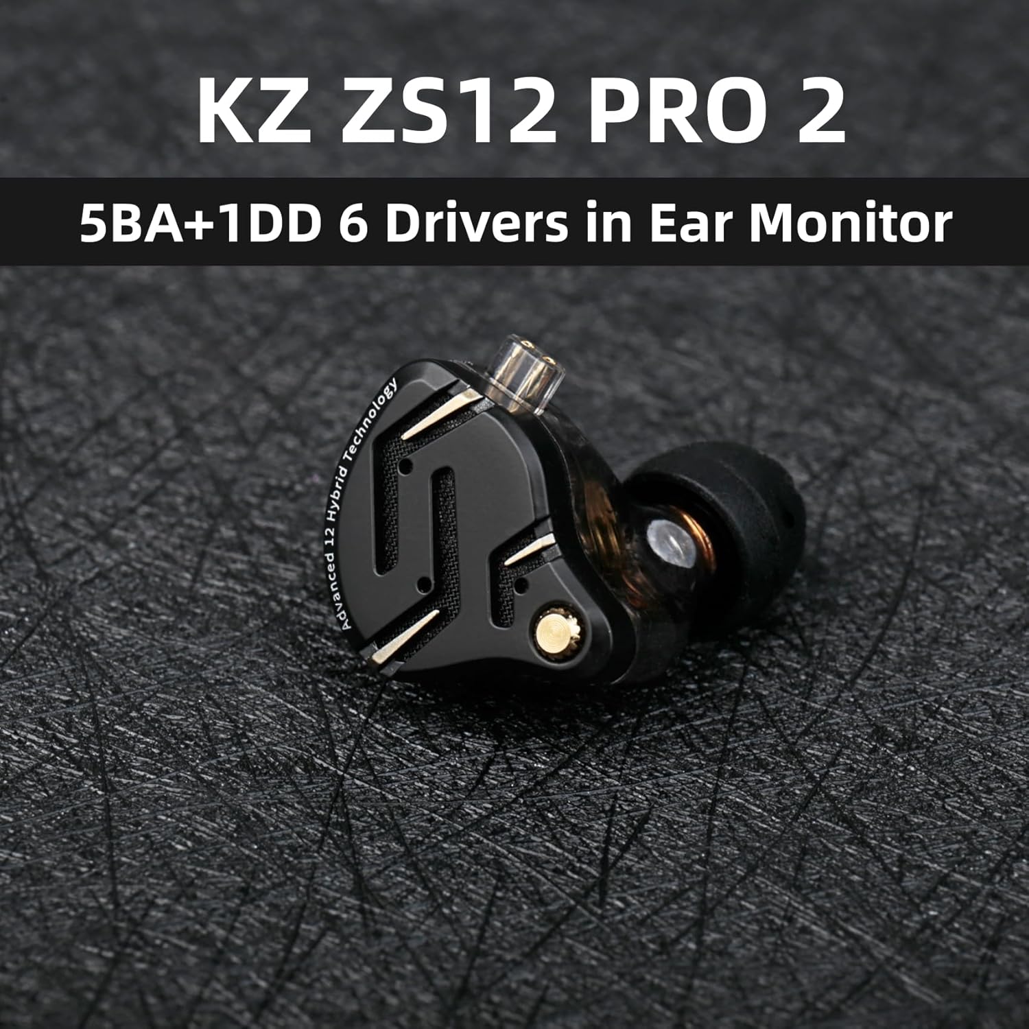 KZ ZS12 PRO 2 in Ear Monitor Headphones, 5BA+1DD 6 Hybrid Driver Gaming Earbuds Wired Earphones, HiFi Clarity Sound Immersive Bass IEMs for Gaming Musician Singer Audiophile (Black without Microphone) image 2
