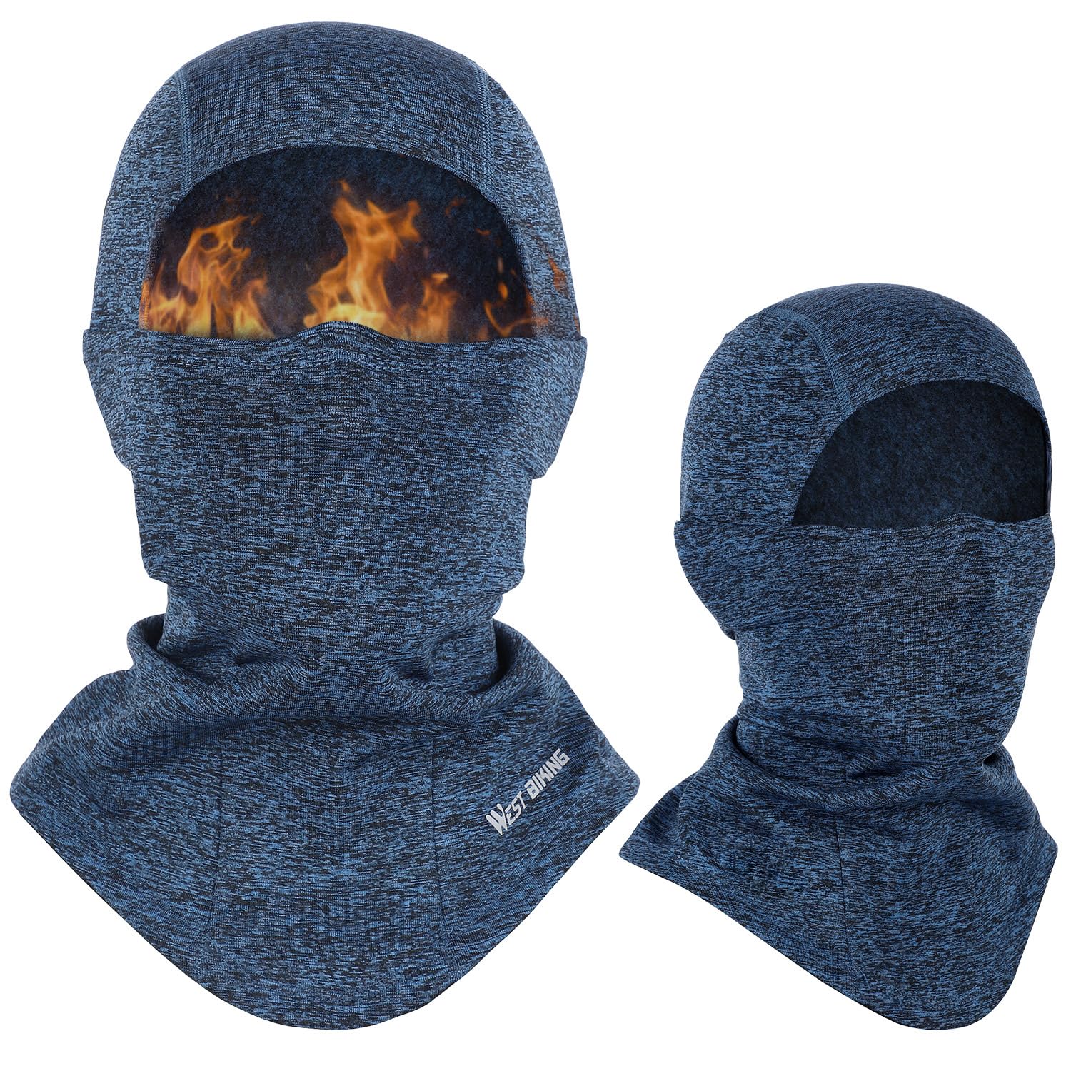 ICOCOPRO Windproof thermal fleece balaclava motorcycle mask for skiing, cycling, motorcycling, running Blue