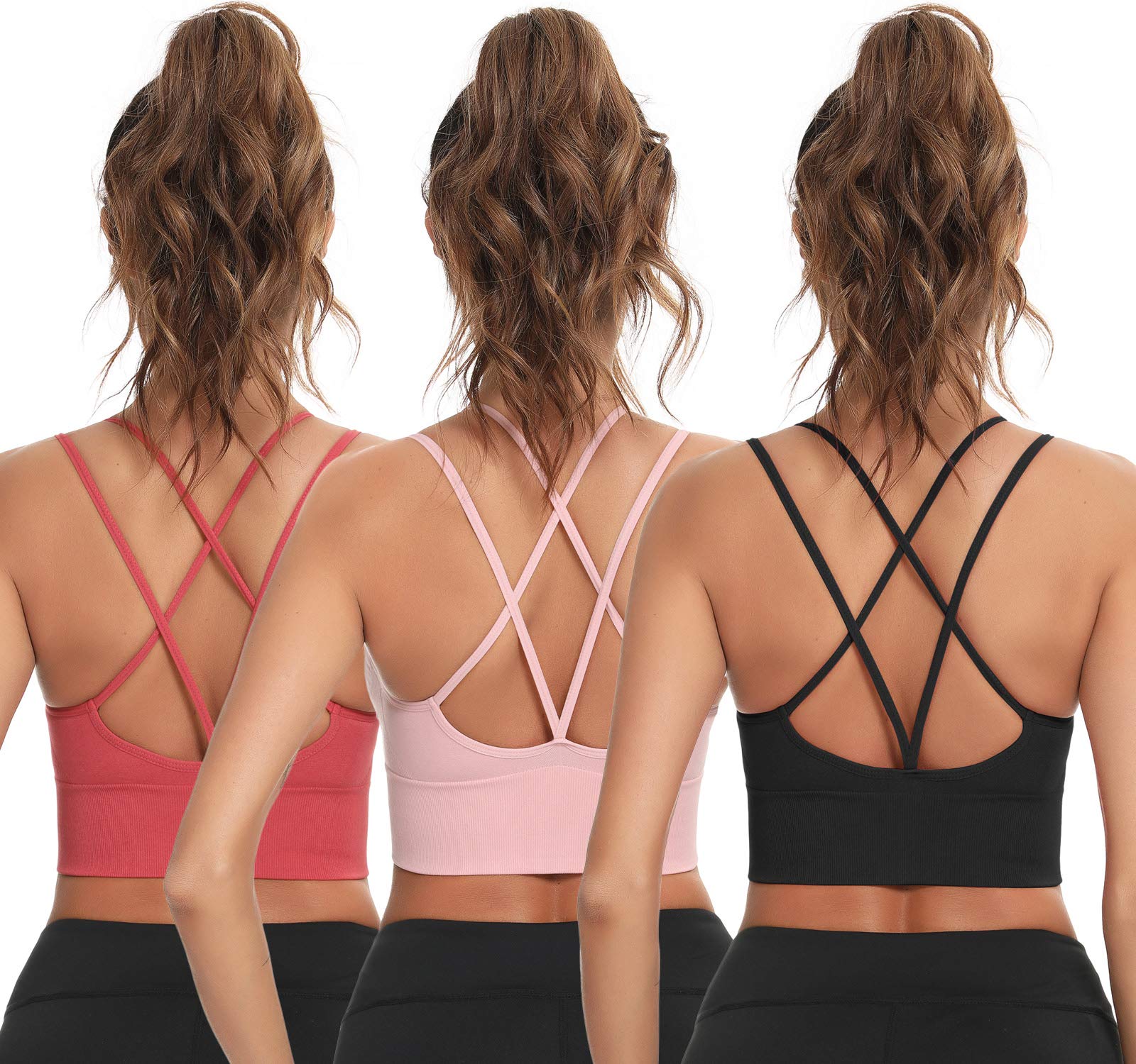 Reggiseni Senza Ferretto con Imbottito Rimovibili Sport Bra Reggiseni Sportivi Yoga Bra Jogging Intimo Schiena Scoperta Incrociati Sexy