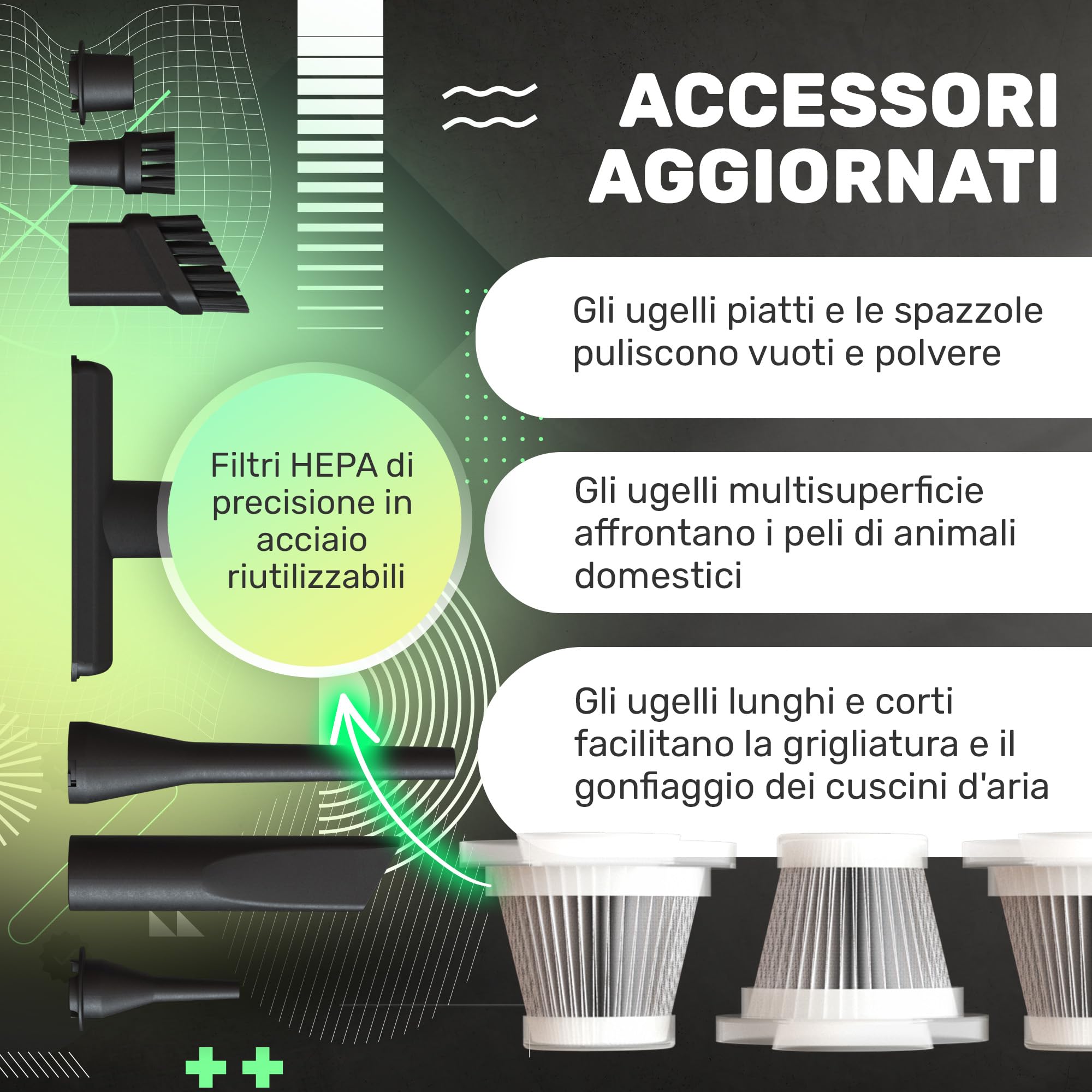 BUNIK Aspirapolvere auto potente - 21000Pa, 37 minuti durata - Aspiratore e Soffiatore con Motore Brushless aspirapolvere portatile - Mini Aspirapolvere per Auto Casa Ufficio Peli di Domestici