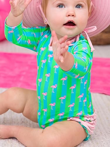 Miniatura 3 de RuffleButts - Traje de baño de manga larga, de una pieza, para bebéniñas, con protección solar UPF 50+