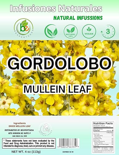 Miniatura 9 de Té de hierbas Gordolobo  4 oz (113 g)  Té de flores de gordolobo de hojas sueltas 100% natural  Vegano, sin OMG, sin gluten  Remedio tradicional