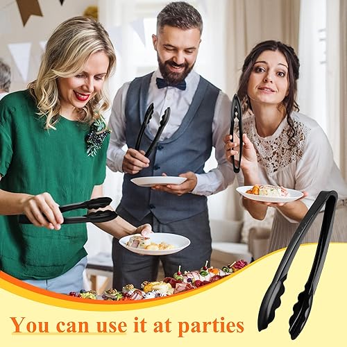 Miniatura 7 de Tessco 150 pinzas de plástico para servir a granel, pinzas de plástico de 9 pulgadas, pinzas desechables para utensilios de servir, pinzas de