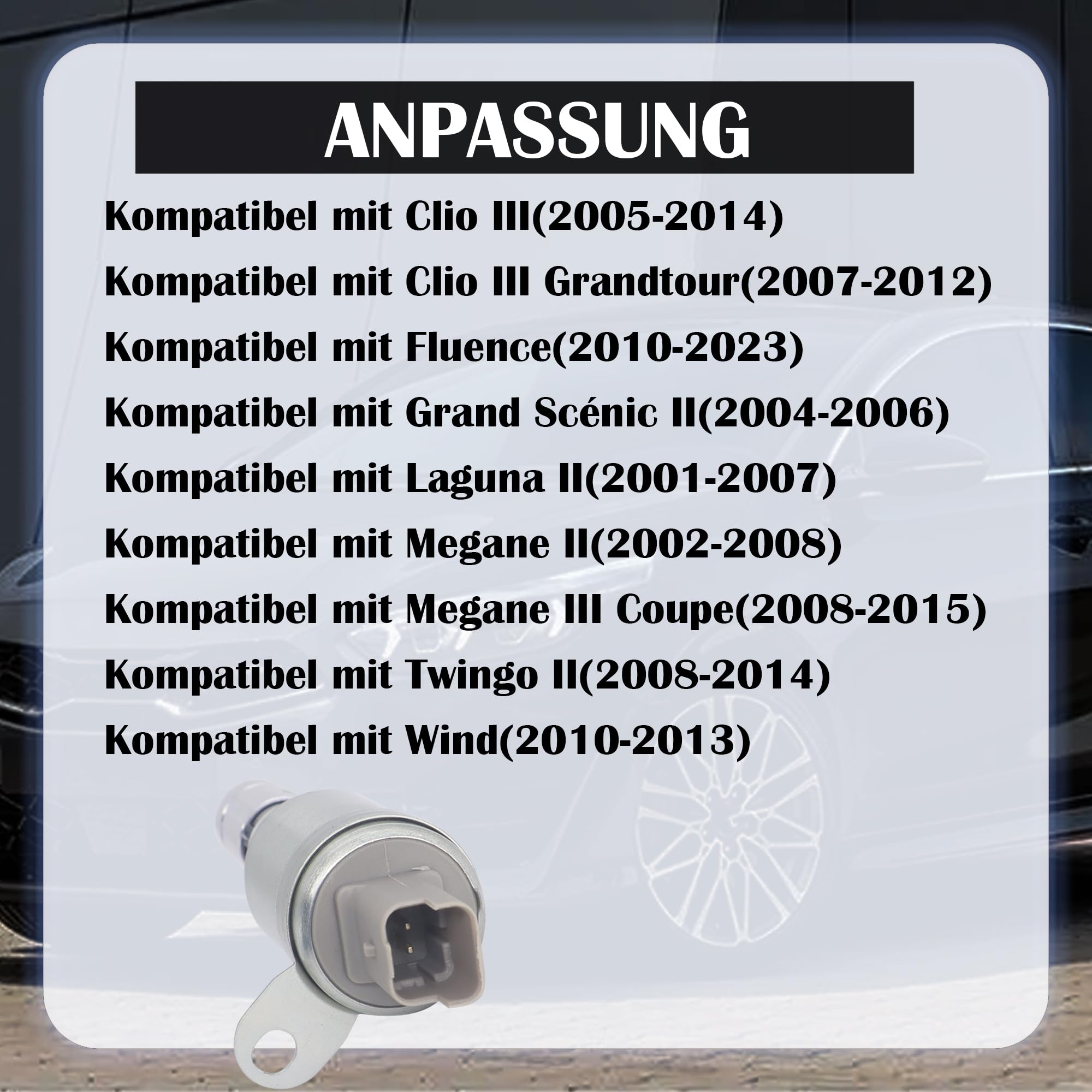 Valvola di controllo dell'albero a camme, 8200240058, compatibile con Clio III Fluence Megane II Twingo II, valvola solenoide a camme, albero a camme, valvola di controllo regolabile