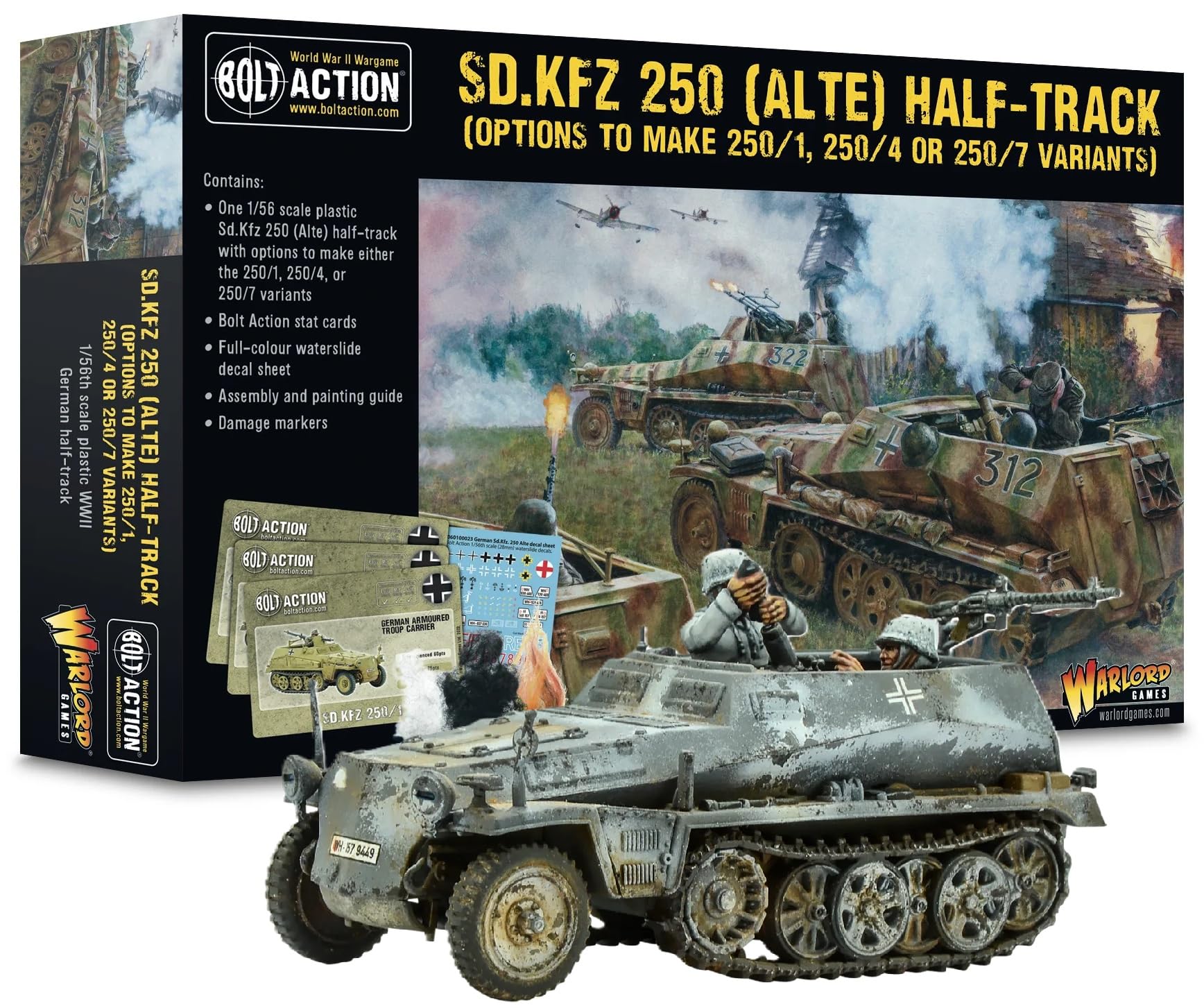 Warlord Games Sd.Kfz 250 Alte (Options for 250/1, 250/4 & 250/7) - 1:56 / 28mm Plastic Scale Model for Bolt Action Highly Detailed World War 2 Miniatures for Table-top Wargaming
