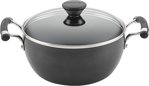 Circulon Acclaim - Cacerola antiadherente anodizada dura con tapa, 4.5 cuartos de galón, color negro