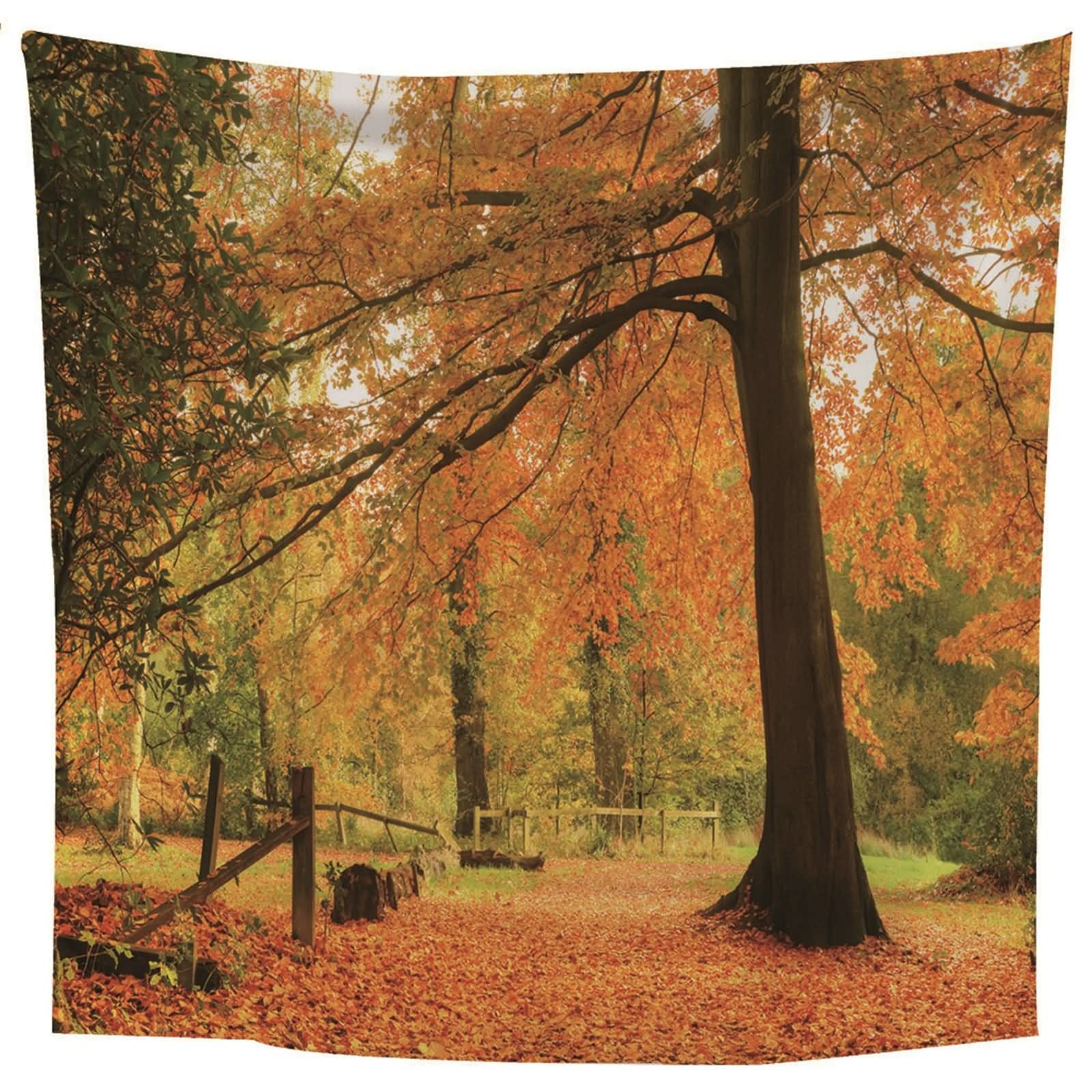 Tapices Salon, Decoración Navideña Hogar Bosque de Arce Poliéster Naranja 150x130CM Regalo Mujer
