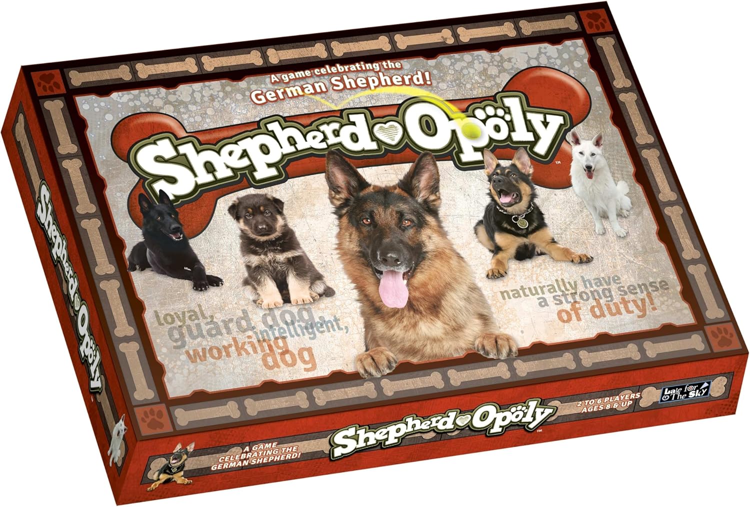 Late for The Sky German Shepherd-Opoly Board Game for Dog Lovers and Families, 2–6 Players, Ages 8+, Property Trading Fun with Tokens, Cards, and One-Hour Play Option
