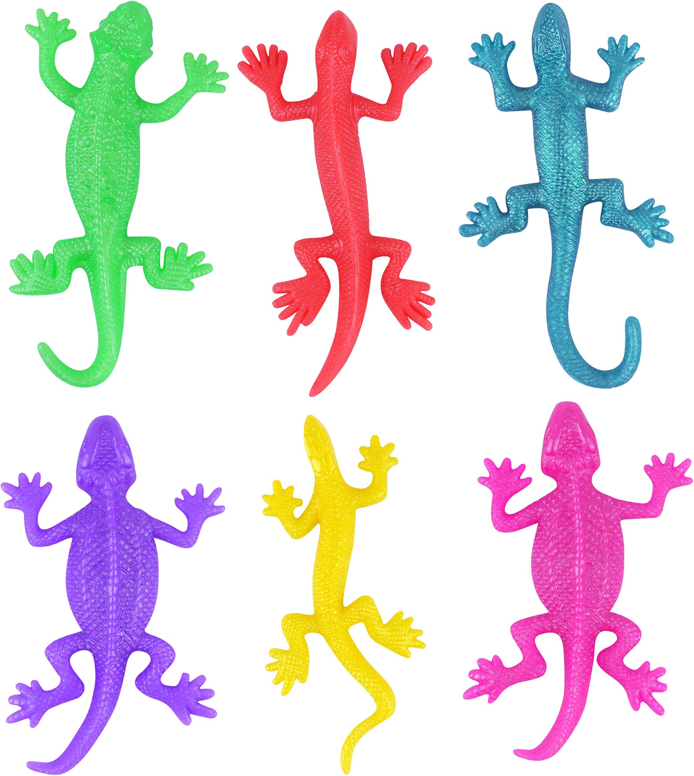 Oxford Novelties 12 Kid's Colour Jelly Toys Stretchy Rubber Animals - Choose Designs (Lizards)