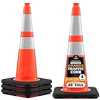 Vista 101 de Xpose Safety Conos de tráfico naranjas de 28 pulgadas con collares de 6 y 4 pulgadas, 1 paquete – Cono de seguridad de plástico PVC multiusos