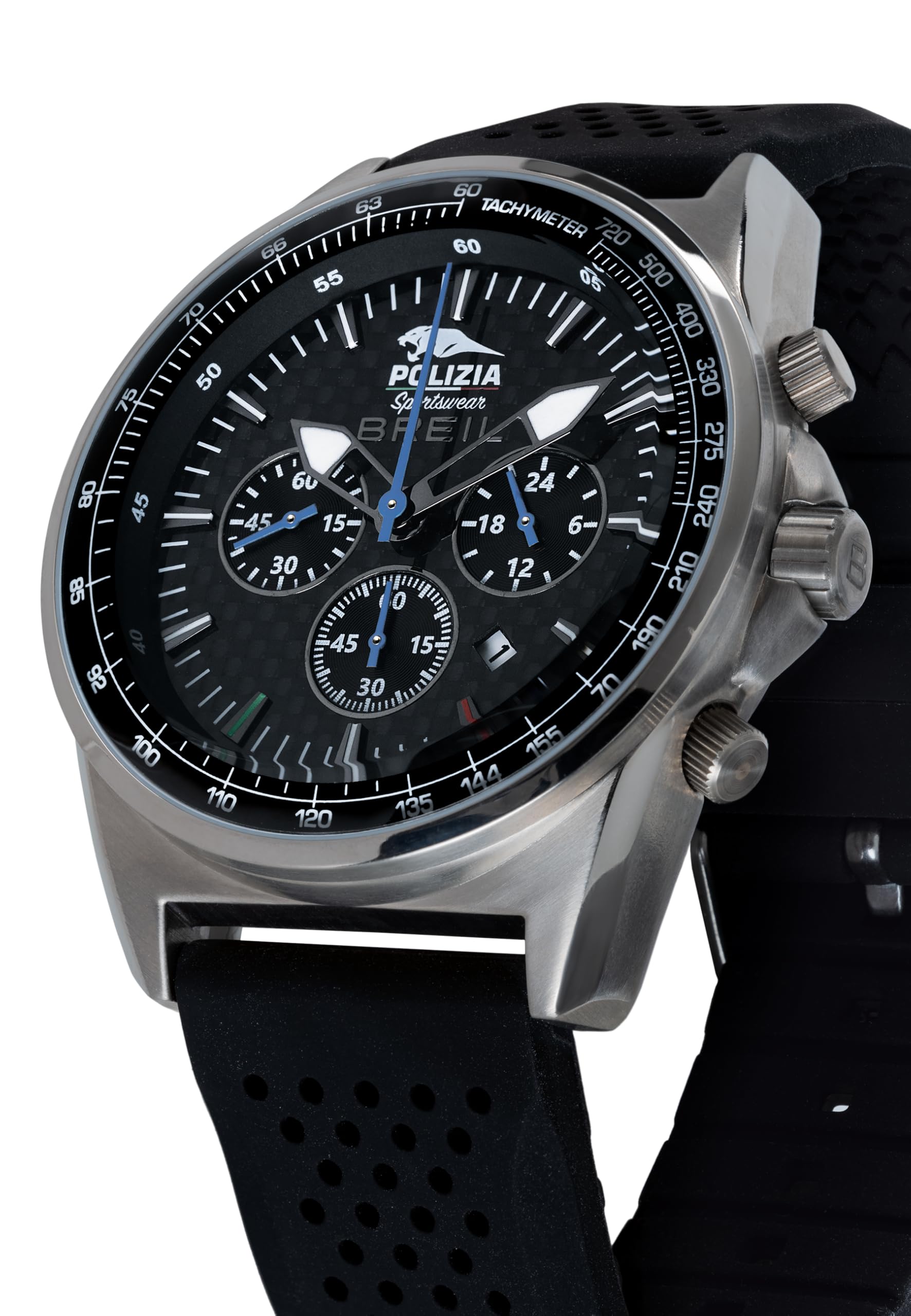 Breil Orologio Uomo, Bracciale in Silicone, Cassa 43 cm | Collezione POLIZIA DI STATO, Movimento Quarzo Analogico, Resistente all'acqua 100 metri, Idee regalo Uomo
