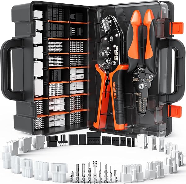 SOMELINE Zestaw szczypiec zaciskowych, 41 typów Mini-Fit Jr 4,2 mm, standard.062″ (3,68 mm), 2,54 mm i złącza KF2510, szczypce zaciskowe 0,05 – 1,5 mm², kompatybilne z Molex, Dupont, KF2510