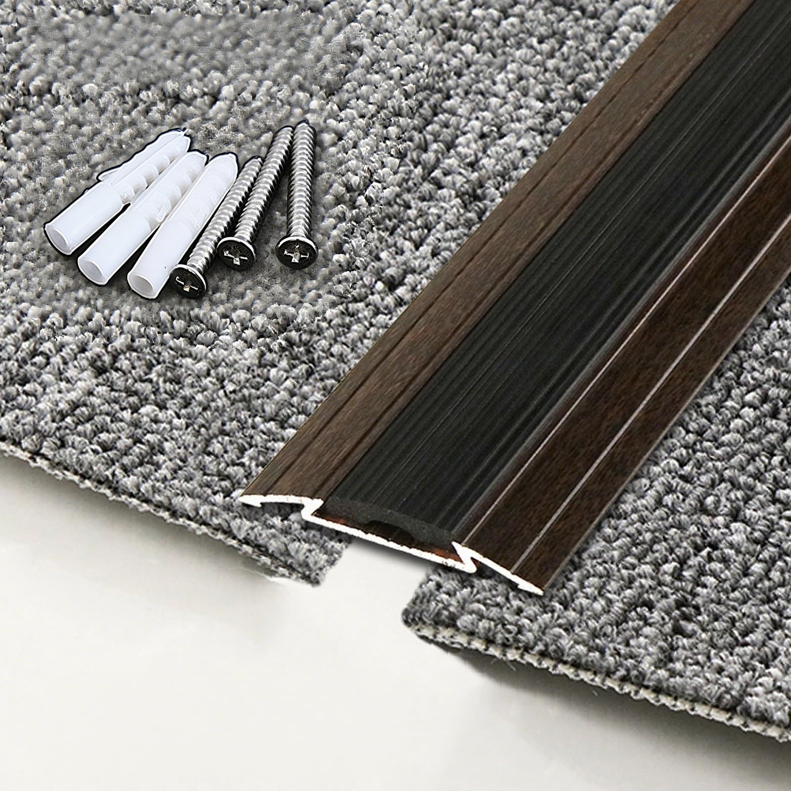 Tira de transición de suelo de aluminio negro para puertas con umbral plano de 4 cm