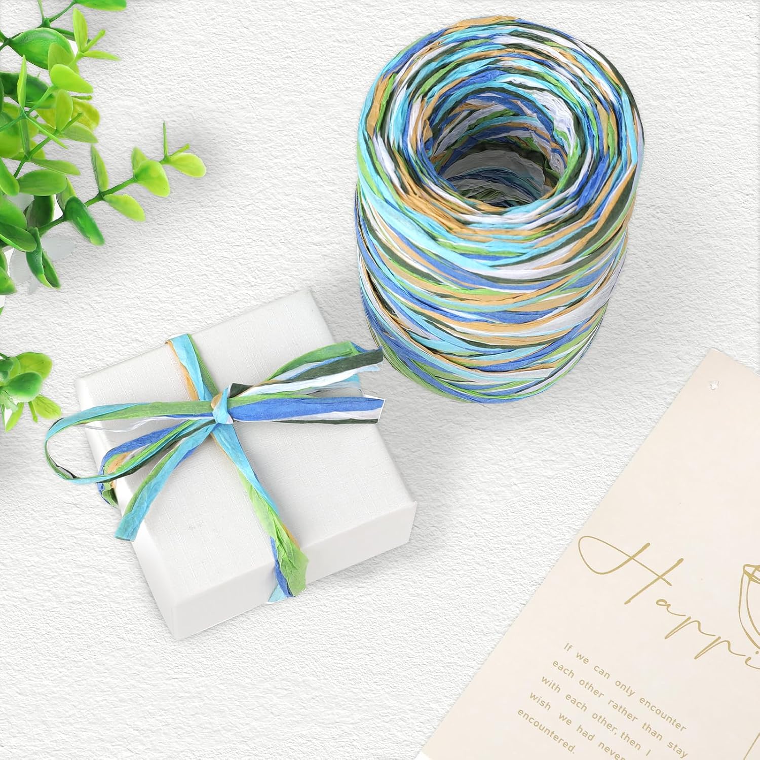 Colored Raffia Paper Ribbon, 6 Colors Packing Paper String, 262 Feet Colored Paper String Raffia Ribbon for Gift Wrapping, Wrapping Ribbons for Gift Party Decor DIY Craft Decoration(Color B)