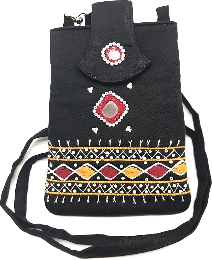 srishopify handicrafts Handmade Rakhi Gift For Sister Banjara Embroidered Sling Bag For Women Girls Mobile Crossbody Purse...