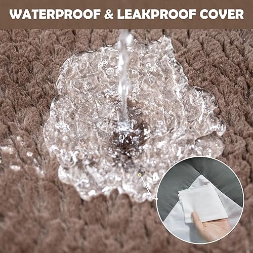 Vista 22 de Cama ortopédica para perros pequeños, cama impermeable para cachorros con funda extraíble lavable, cama de espuma para perros pequeños con respaldo