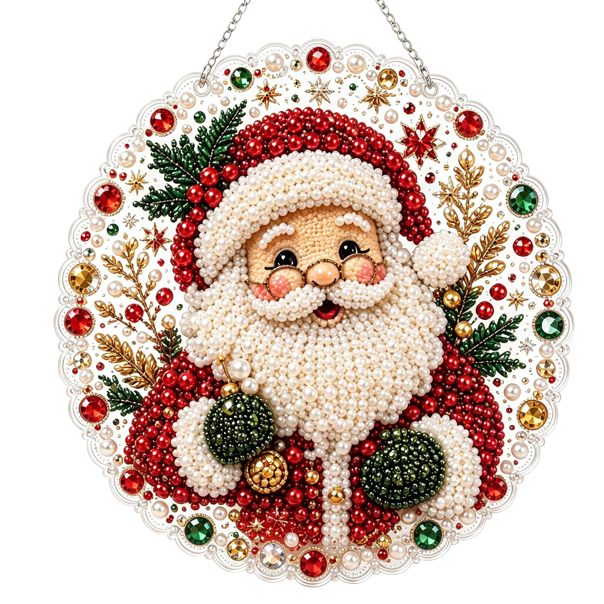 DOTZSO Christmas Pearl Diamond Painting Suncatcher Kit DIY Craft 8IN