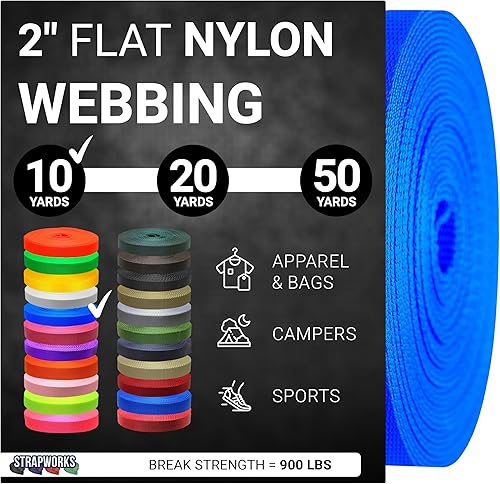Vista 13 de Strapworks - Correa de nailon resistente de 2 pulgadas para cinturón, mochila, correa, collar, correa de perro, sujeción y más, 9, 18 o 45.7 metros