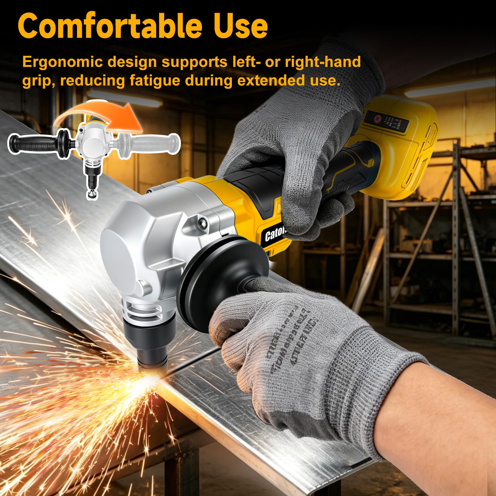 Knabber Blechknabber Kompatibel mit Dewalt 20V Akku,450W Kabellose Blechnibbler mit Bürstenlos Motor, 30000U/min,360° drehbarer Knabberkop Elektrische Blechschere für Edelstahl & Aluminium(ohne Akku)