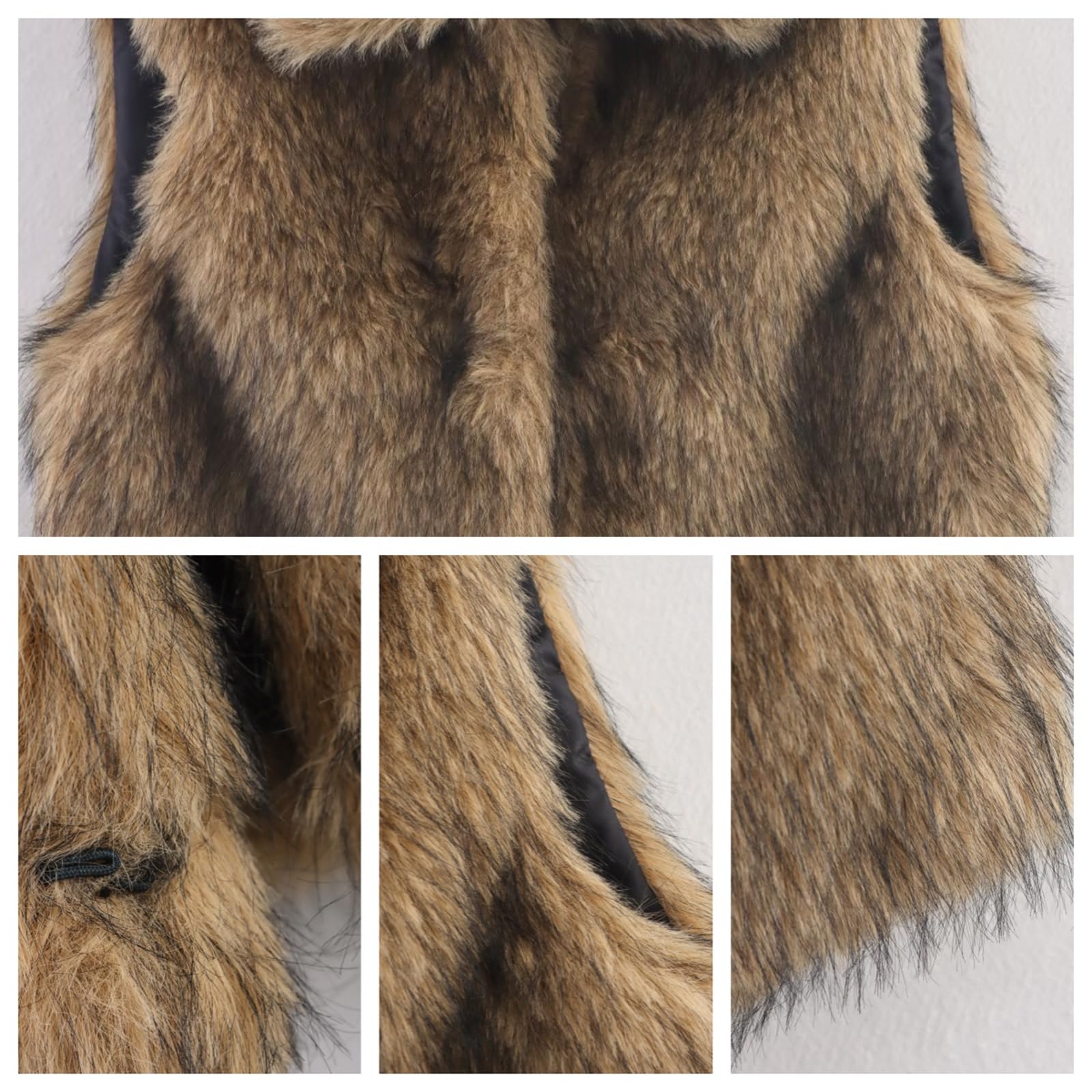 Generisch Elegante gilet da donna in pelliccia sintetica con colletto a risvolto, alla moda, corto e senza maniche, caldo e soffice con parte anteriore aperta