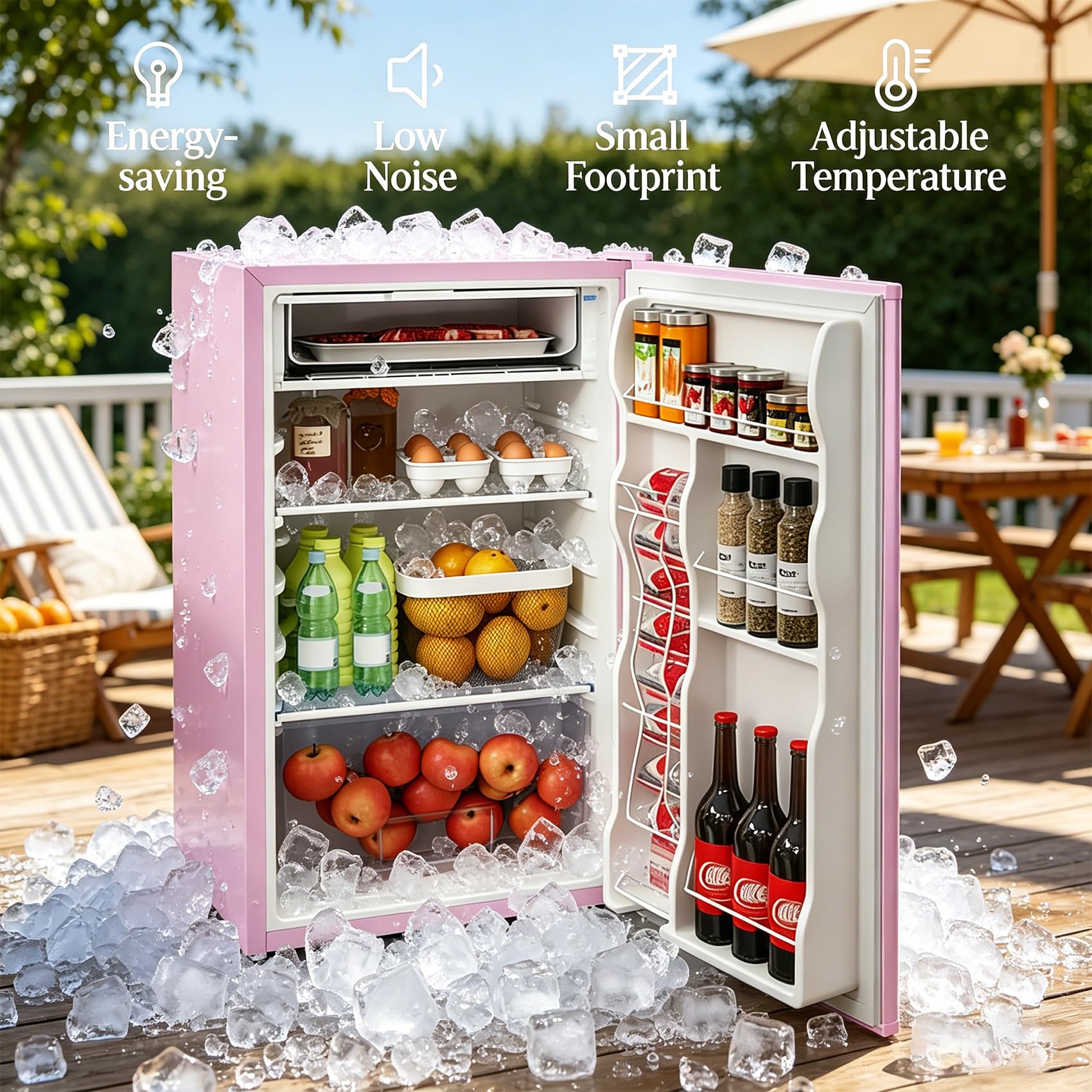 Aceinheu Small Corner Freezer, 1.1 Cu.Ft Compact Upright Freezer With 5-Level Thermostat, Pink Deep Freezer For Ice Cream Or Seafood, Portable Unit For Dorm Office Bedroom Apartment (Pink B) on Fridge.com - View 5