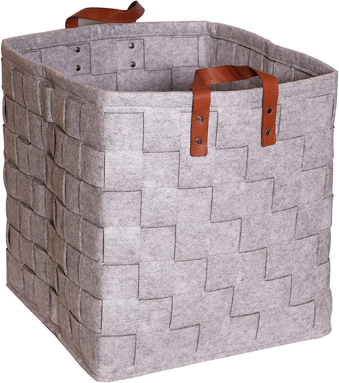 Estorager Felt Tall Storage Bins Baskets, Large Containers Cubes Laundry Hamper Fabric Folding Knitted Box (Big-LightGray)
