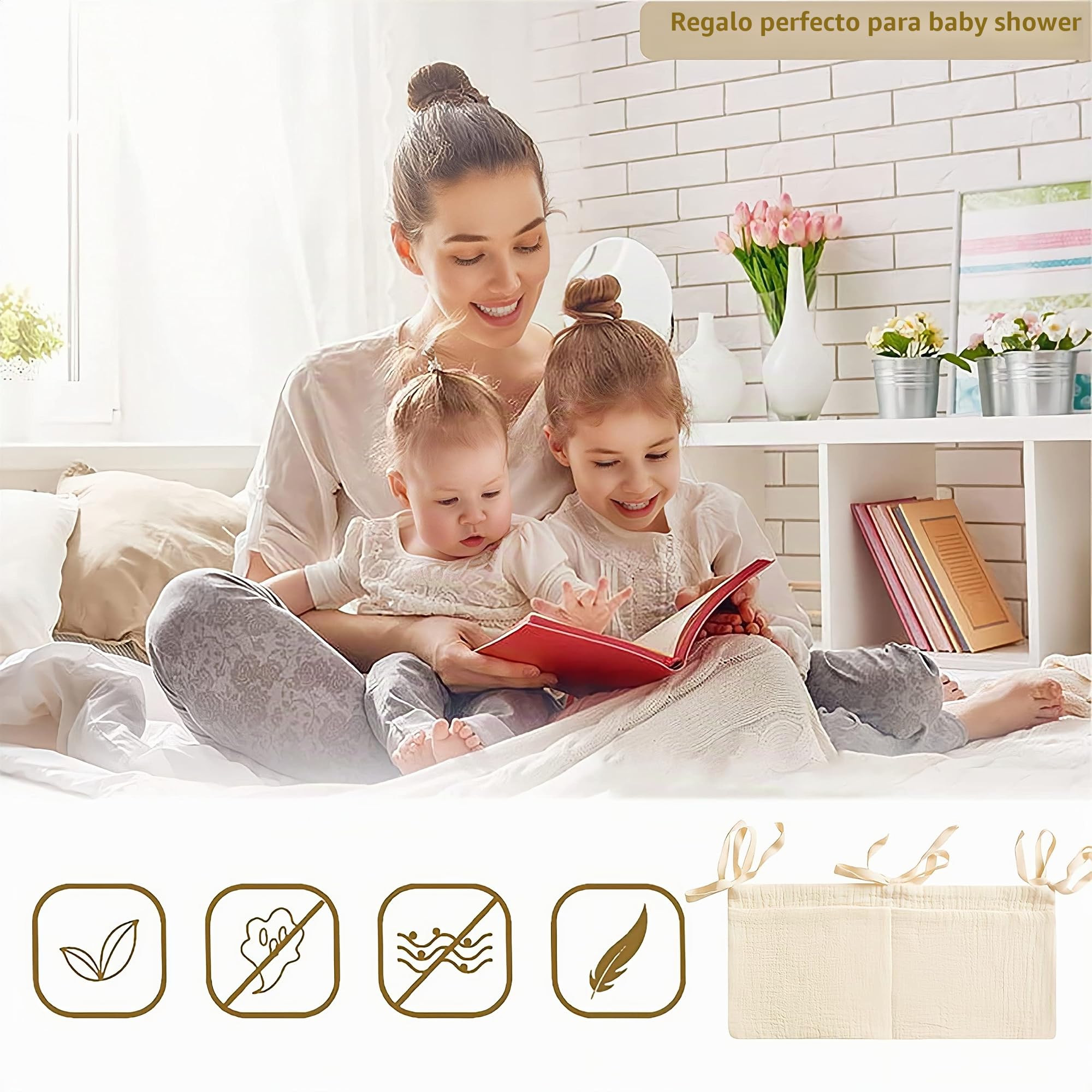 Organizador para cuna de bebé, bolsa de almacenamiento para pañales de bebé, organizador colgante para ropa, pañales, juguetes, habitación infantil, organizador colgante en cuna, cambiador o