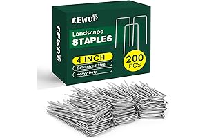 CEWOR 200 Pack Landscape Staples 4" Galvanized Metal Garden Stakes