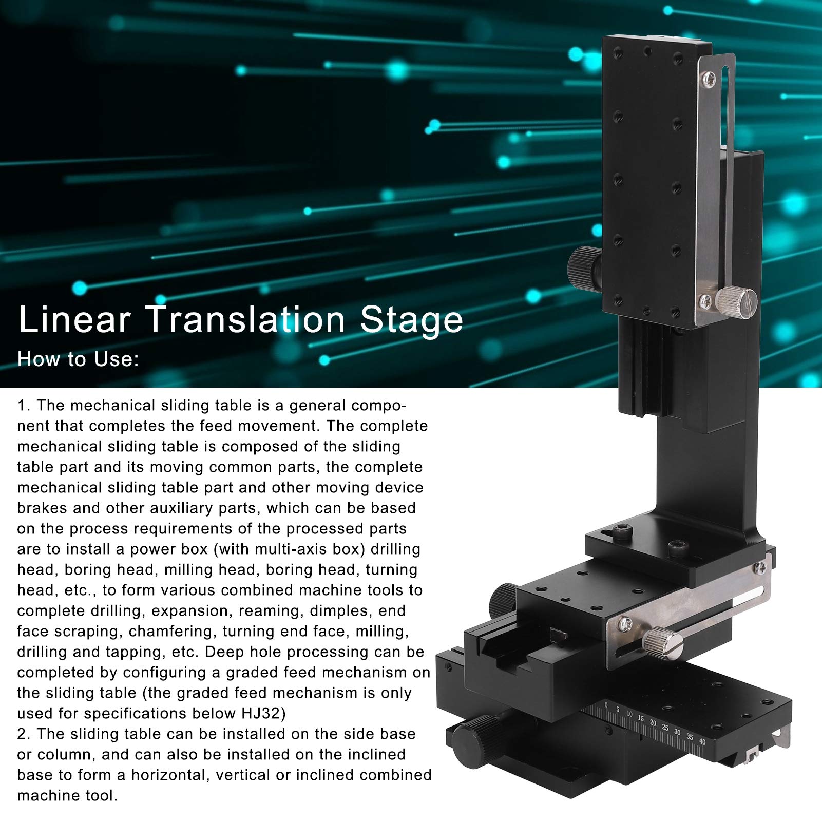 Alomejor Manual Linear Translation Stage, 40x90mm Adjustable | Stop aluminium, wysoka precyzja, odpowiedni do sprzętu optycznego, napędu zębatego
