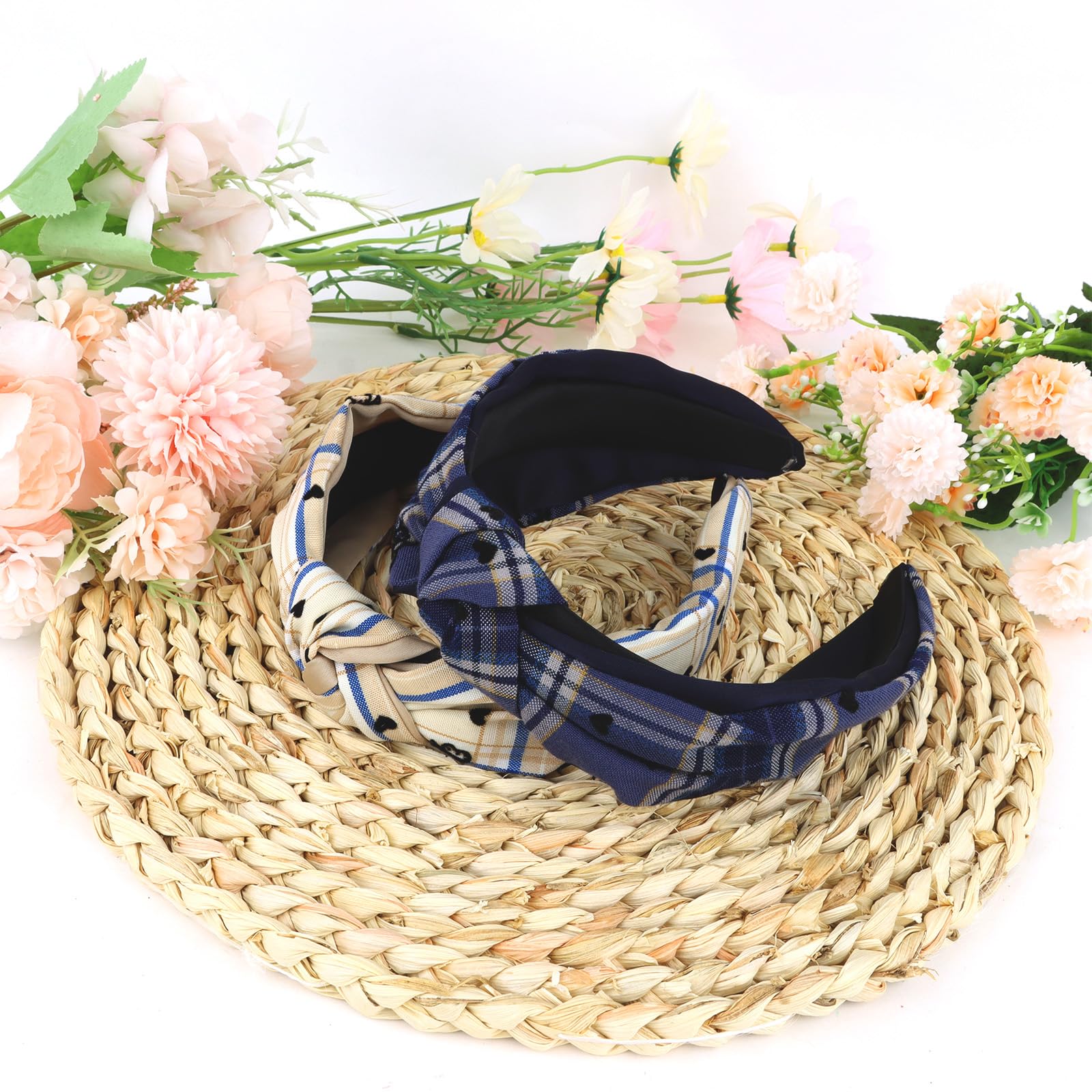 Padorul Plaid Knotted Headband for Women - 2 - Pack Cute Bow Hair Hoops, Vintage Style Hair Accessories for Daily Wear Party & School - Image 4