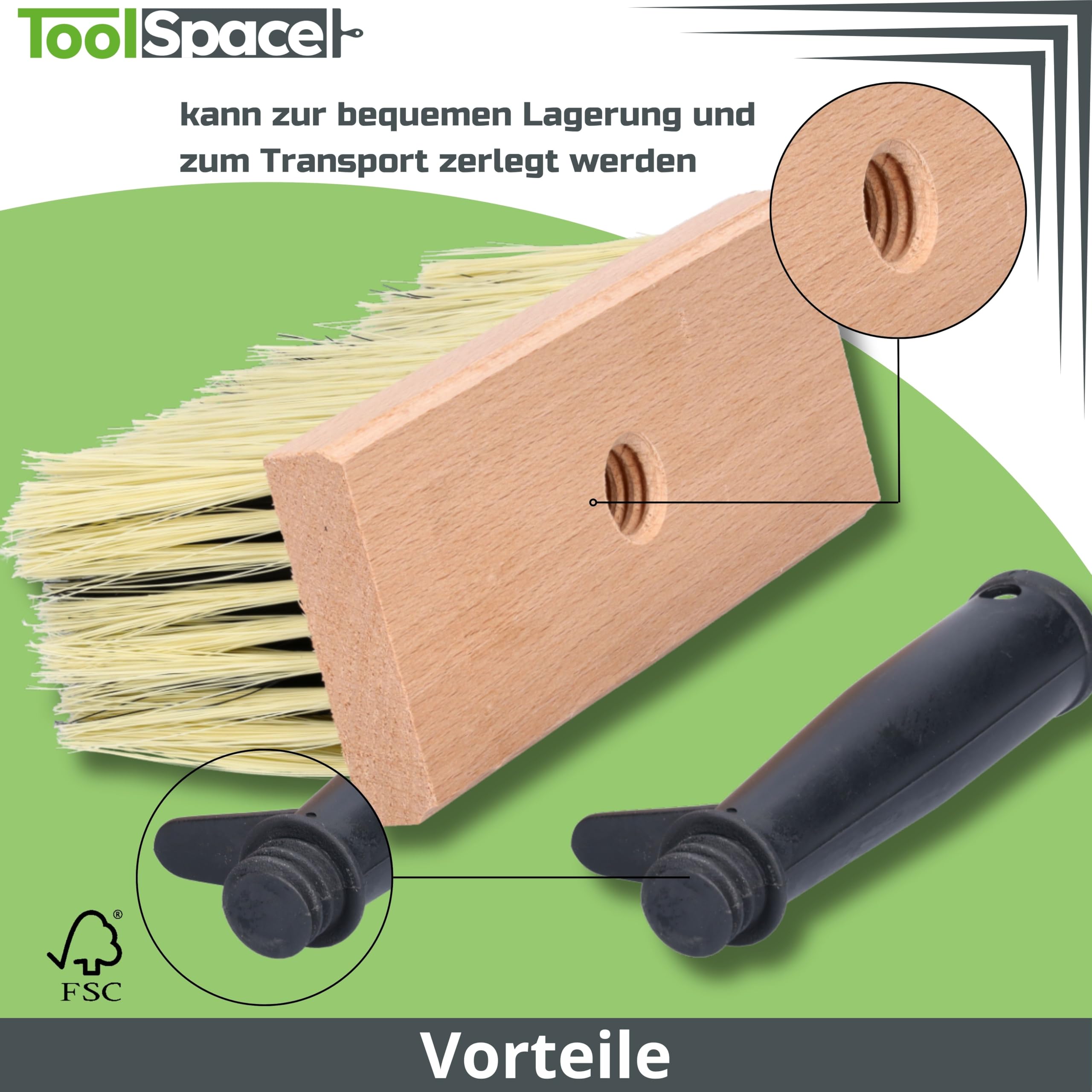 ToolSpace Pędzel Chlapak 170 mm - Nakrapiacz murarski - Do zacierania tynków, mas, lepików, do gruntowania - Polipropylenowe włosie, Erognomiczna, drewniana rączka - Solidna konstrukcja, Mocne włosie